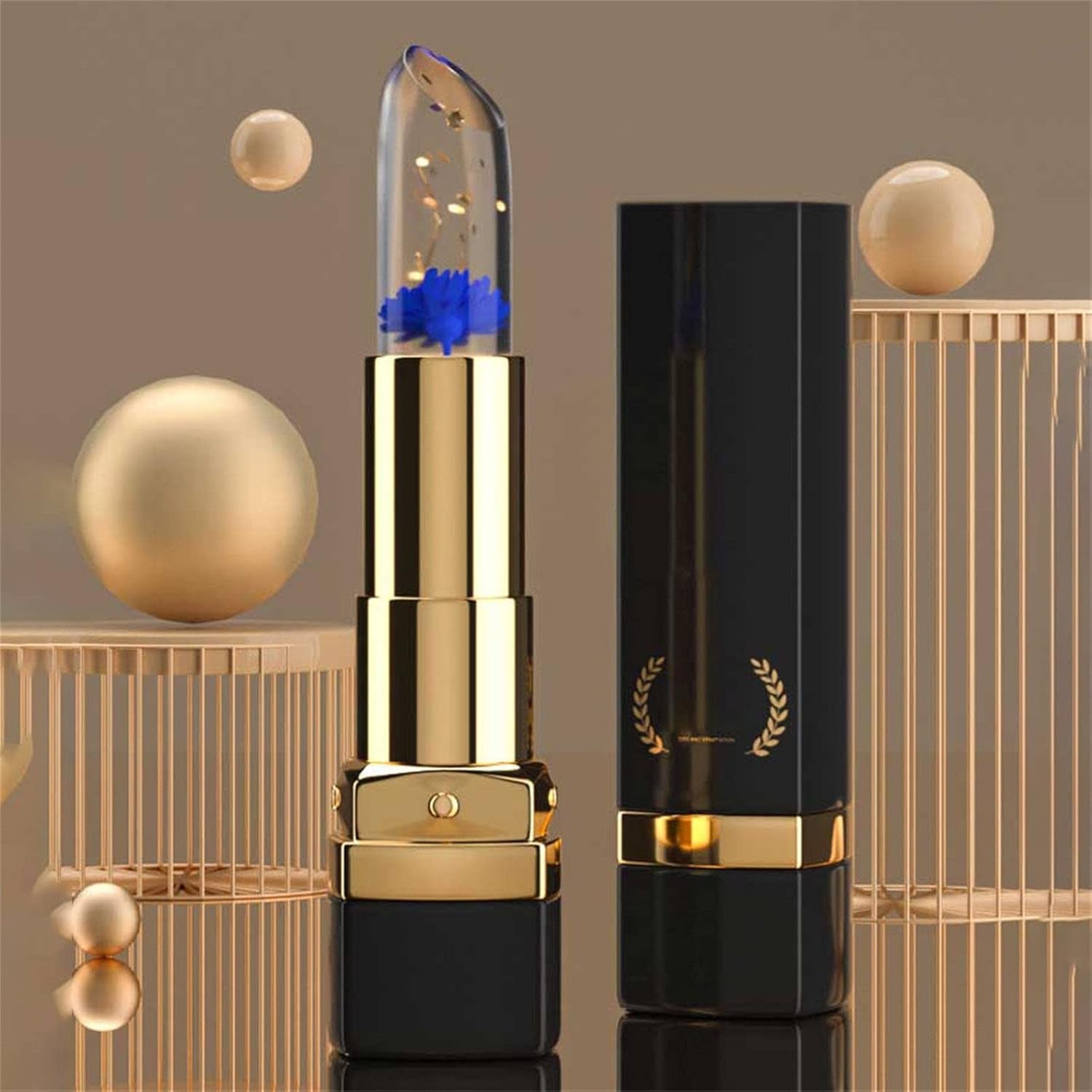 Unwiderstehliche Lippen Crystal Flower Jelly Lipstick Langanhaltender Nahrhafter Lippenbalsam Lippen Feuchtigkeitscreme Temperatur Farbwechsel Lipgloss