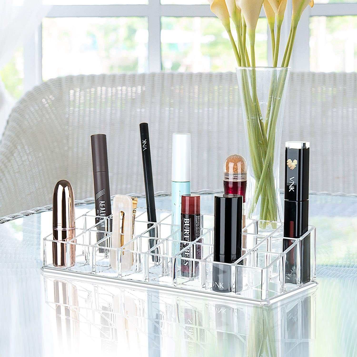 Comius Sharp Lippenstift Organizer, 24 Plätze Lippenstift Aufbewahrungsbox Acryl Transparente Lippenstift Ständer Lippenstift Halter Kosmetik Organizer