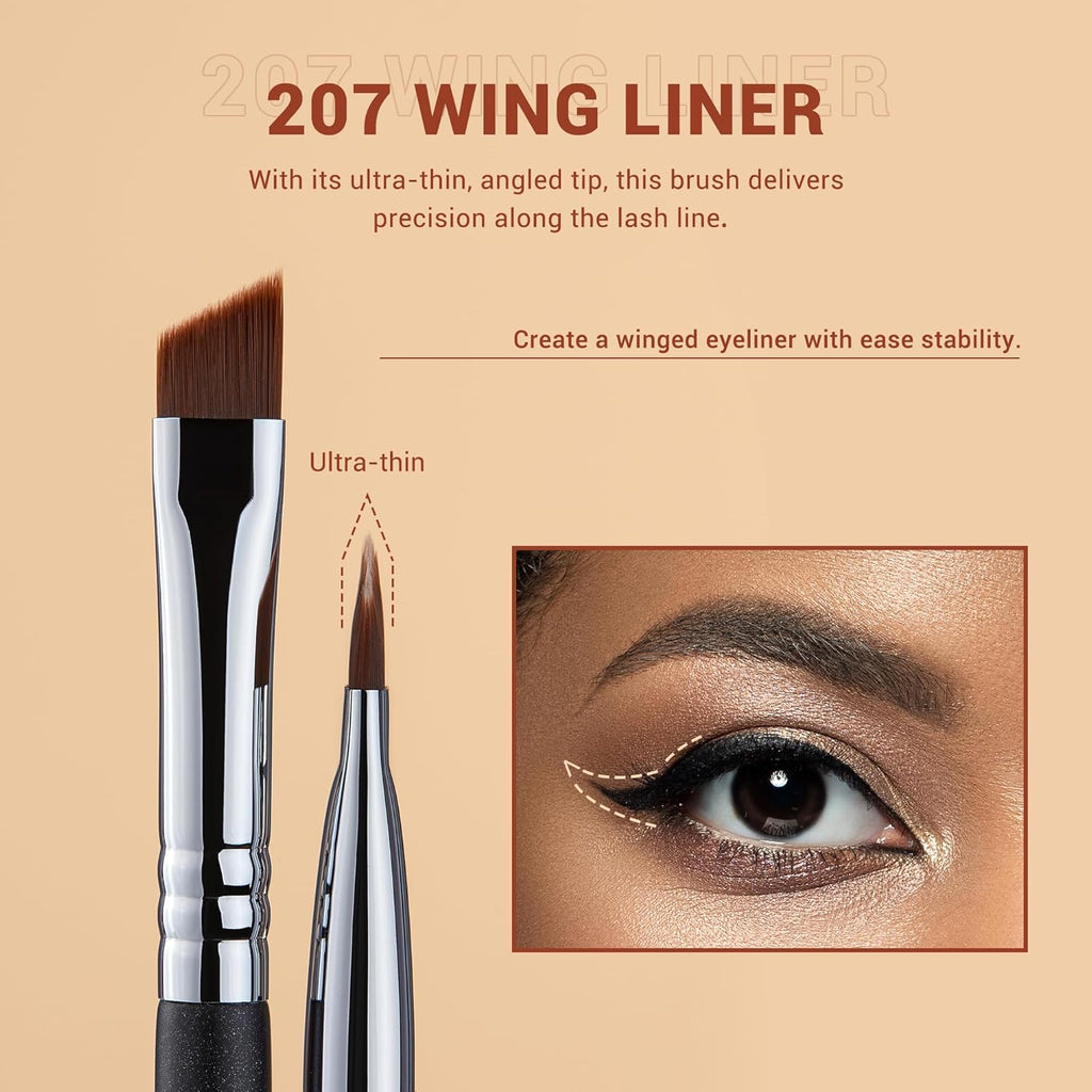 Jessup Abgewinkeltes Eyeliner Pinsel Set, 3-Teilig Pro Precision Eyelinerpinsel Fein Geflügelte Ultradünne Schräge Gel Makeup Pinsel Für Flüssigen Eyeliner Schwarz T345