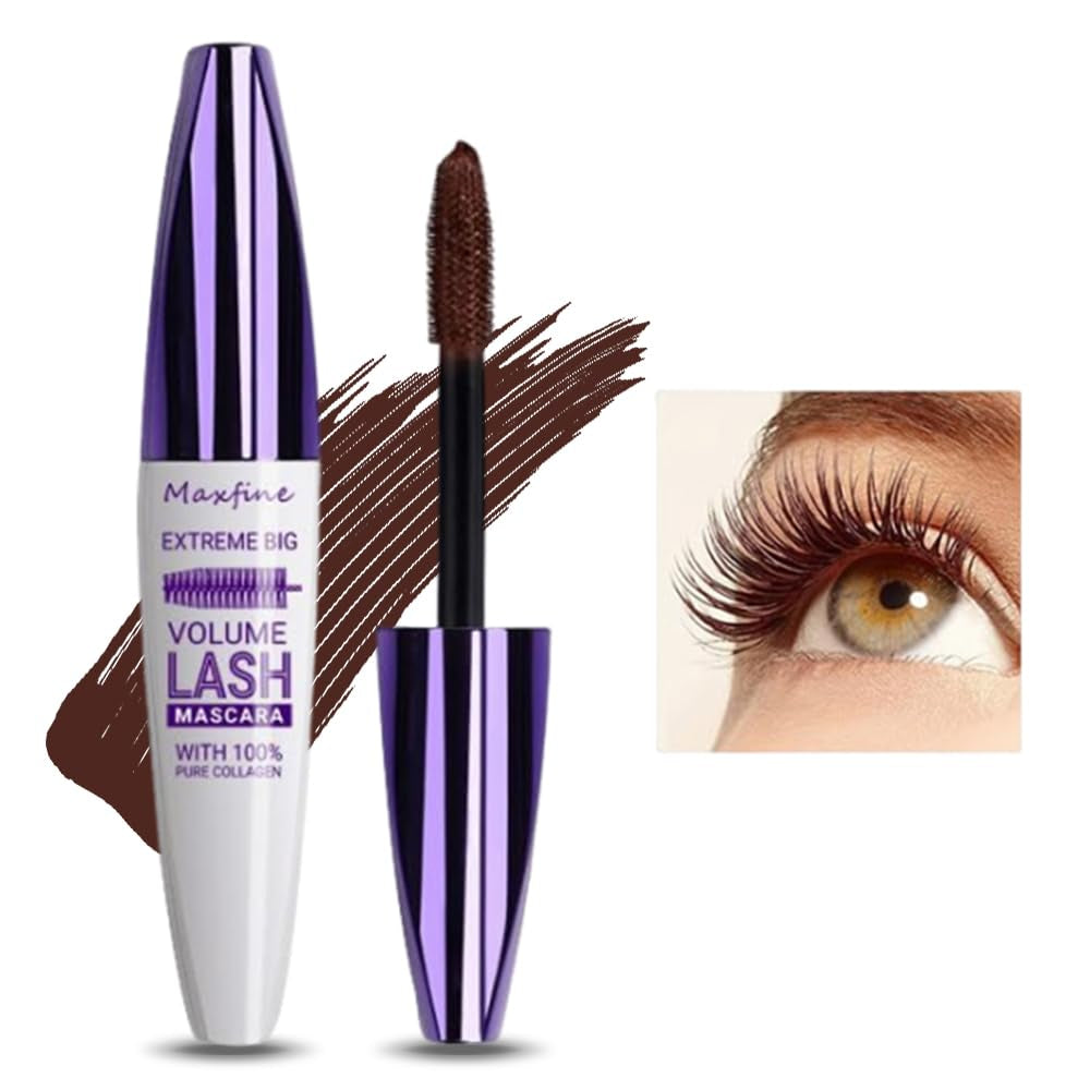5D Brown Mascara Wimperntusche, Volumen-Effekt Wimpernverlängerung Mascara, Wasserfest Und Langanhaltend Mit Präziser Definition, Waterproof Eye Lashes Mascara Thick Curling Mascara #2 Brown
