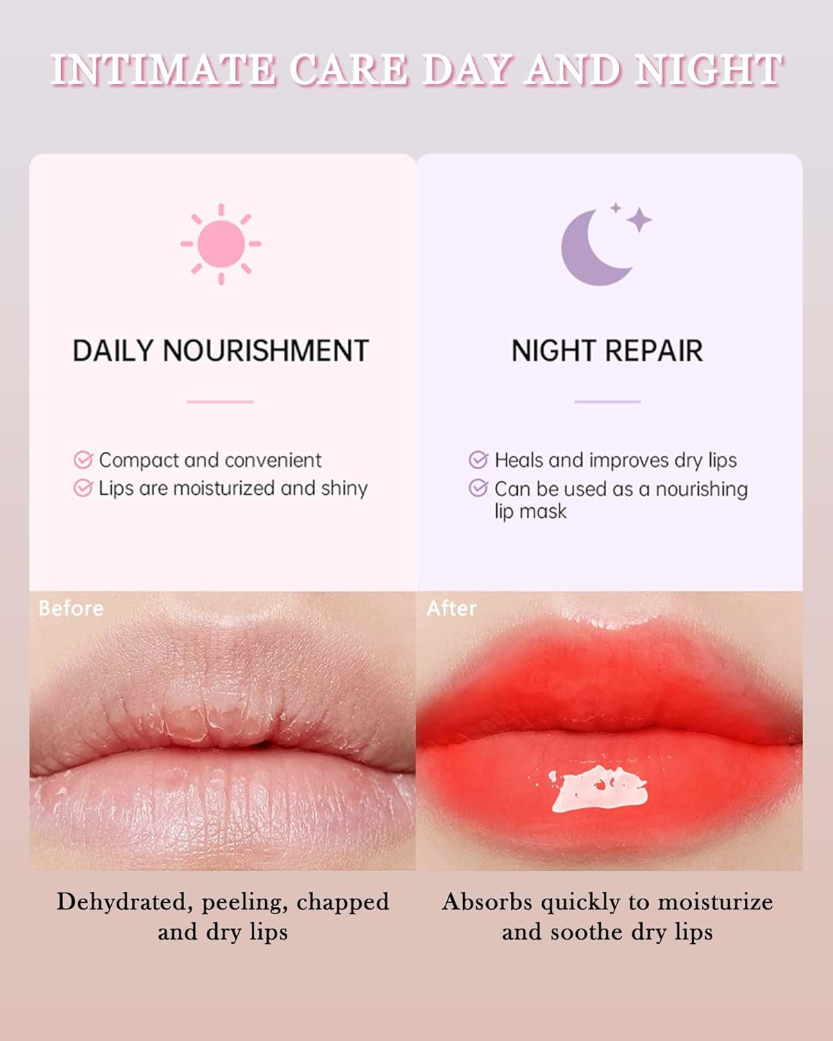 2 Farben Glossy Lip Butter Balm, Feuchtigkeitsspendende Nicht Klebend Lipgloss, Hochglänzendes Finish Lip Glow Oil,Natürliche, Plumping Lip Tint Lip Care & Repair Lip Mask Für Trockene Lippen-2+3