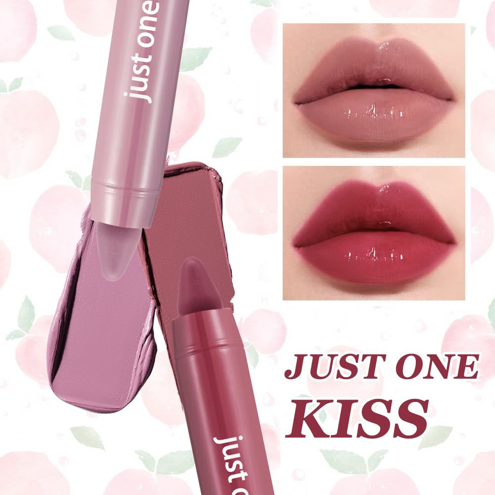Horuili® 2 Stück Lippenstift, Fruchtiger Lippenstift, Nude Moisture Lippenstift, Feuchtigkeitsspendender Glanzstift Lippenstift, Wasserfester, Lang Anhaltender Und Feuchtigkeitsspendender Lippenstift