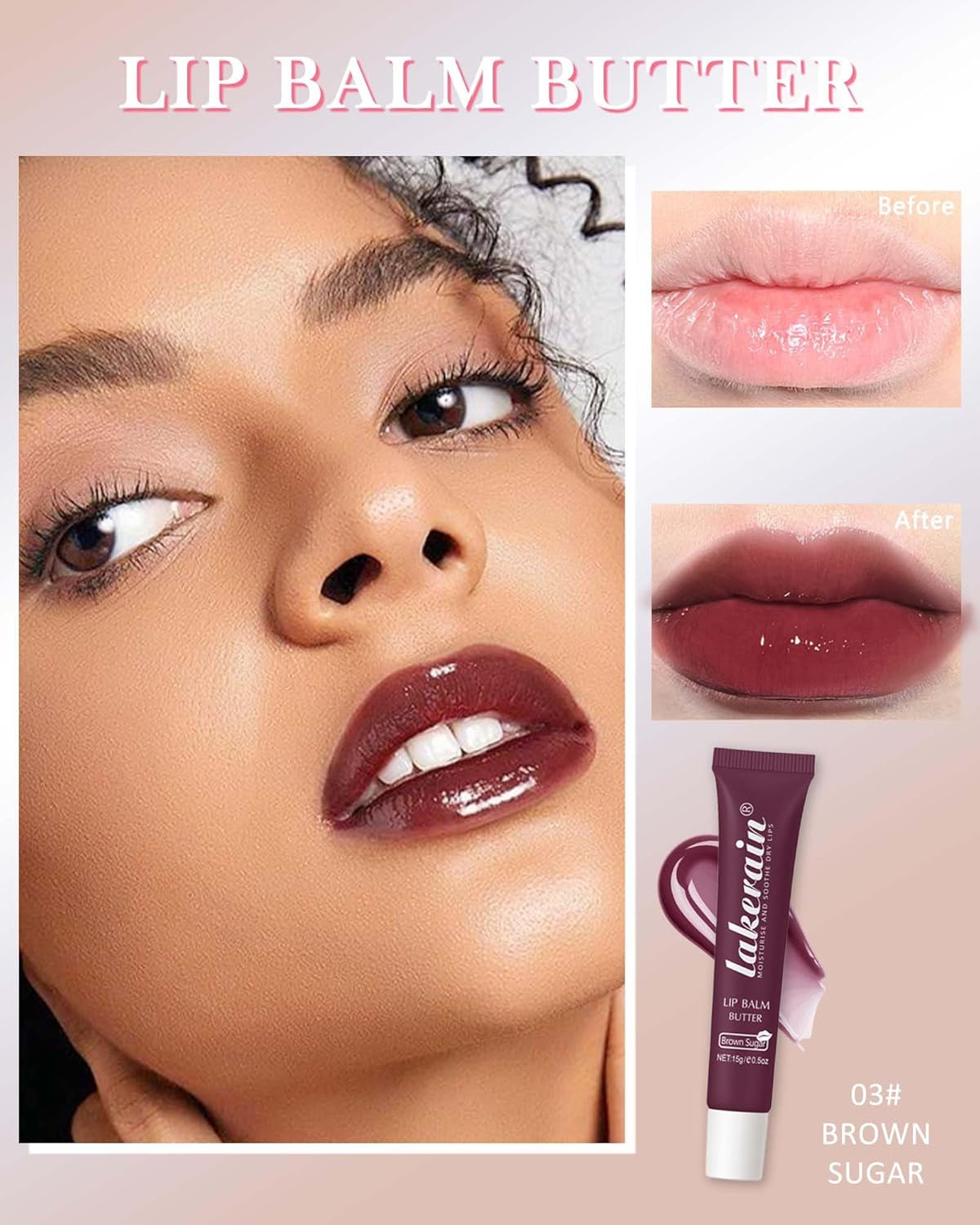 2 Farben Glossy Lip Butter Balm, Feuchtigkeitsspendende Nicht Klebend Lipgloss, Hochglänzendes Finish Lip Glow Oil,Natürliche, Plumping Lip Tint Lip Care & Repair Lip Mask Für Trockene Lippen-2+3
