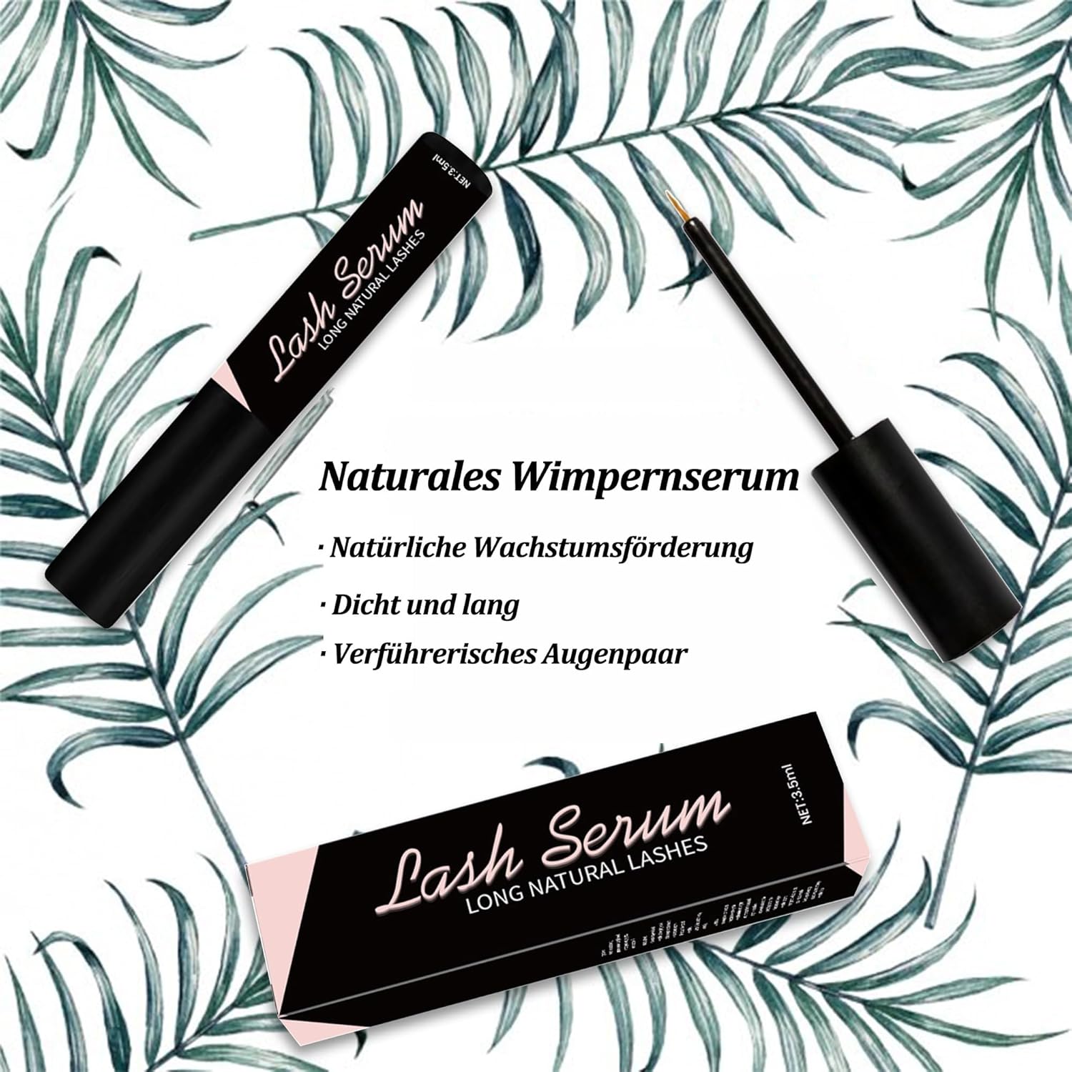 Wimpernserum Ohne Hormone Natürliches Lash Serum Wimpernwachstumsserum Für Intensiv Lange & Dichte Wimpern Schnelleres Wimpernwachstum Pflegendes Vollere Und Längere Wimpern (1 Stück Schwarz)