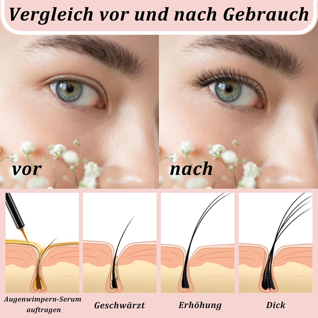 Wimpernserum Ohne Hormone Natürliches Lash Serum Wimpernwachstumsserum Für Intensiv Lange & Dichte Wimpern Schnelleres Wimpernwachstum Pflegendes Vollere Und Längere Wimpern (1 Stück Schwarz)
