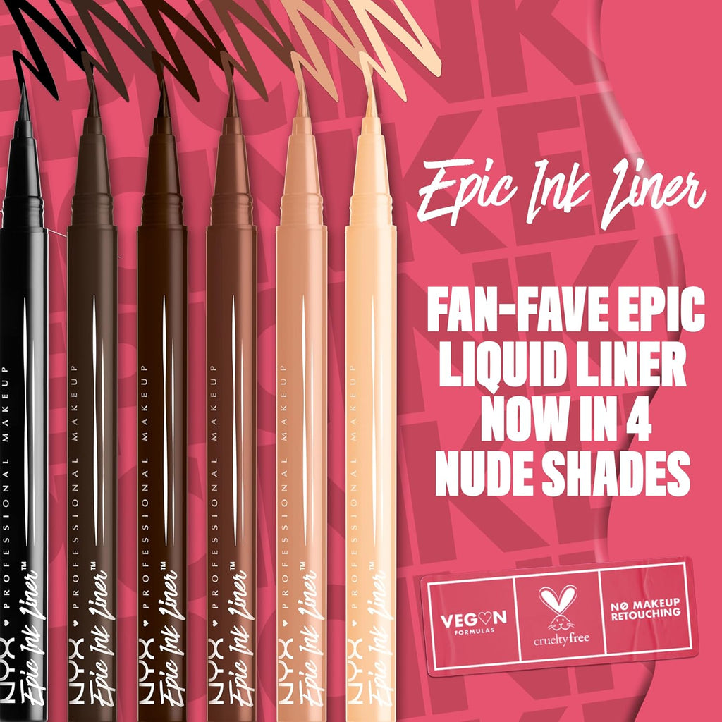 NYX PROFESSIONAL MAKEUP Epic Ink Liner, Wasserfester Flüssiger Eyeliner, Schwarz (2 Stück), Vegane Formel