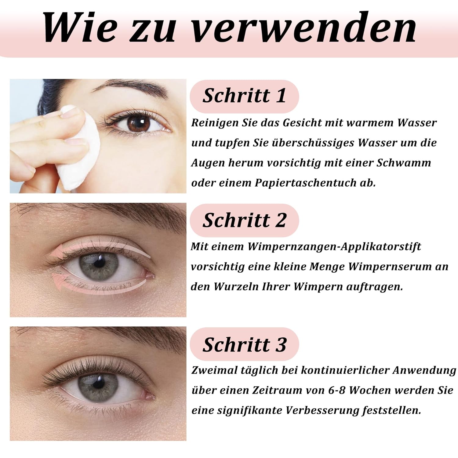 Wimpernserum Ohne Hormone Natürliches Lash Serum Wimpernwachstumsserum Für Intensiv Lange & Dichte Wimpern Schnelleres Wimpernwachstum Pflegendes Vollere Und Längere Wimpern (1 Stück Schwarz)