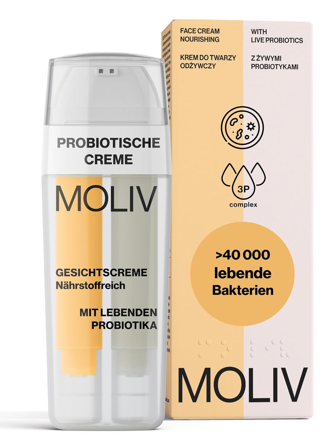 MOLIV Regenerierende Gesichtscreme, Feuchtigkeitsspendende Gesichtscreme, Nährende Gesichtscreme, Anti-Aging Gesichtscreme Mit Lebenden Probiotika (Feuchtigkeitsspendend)