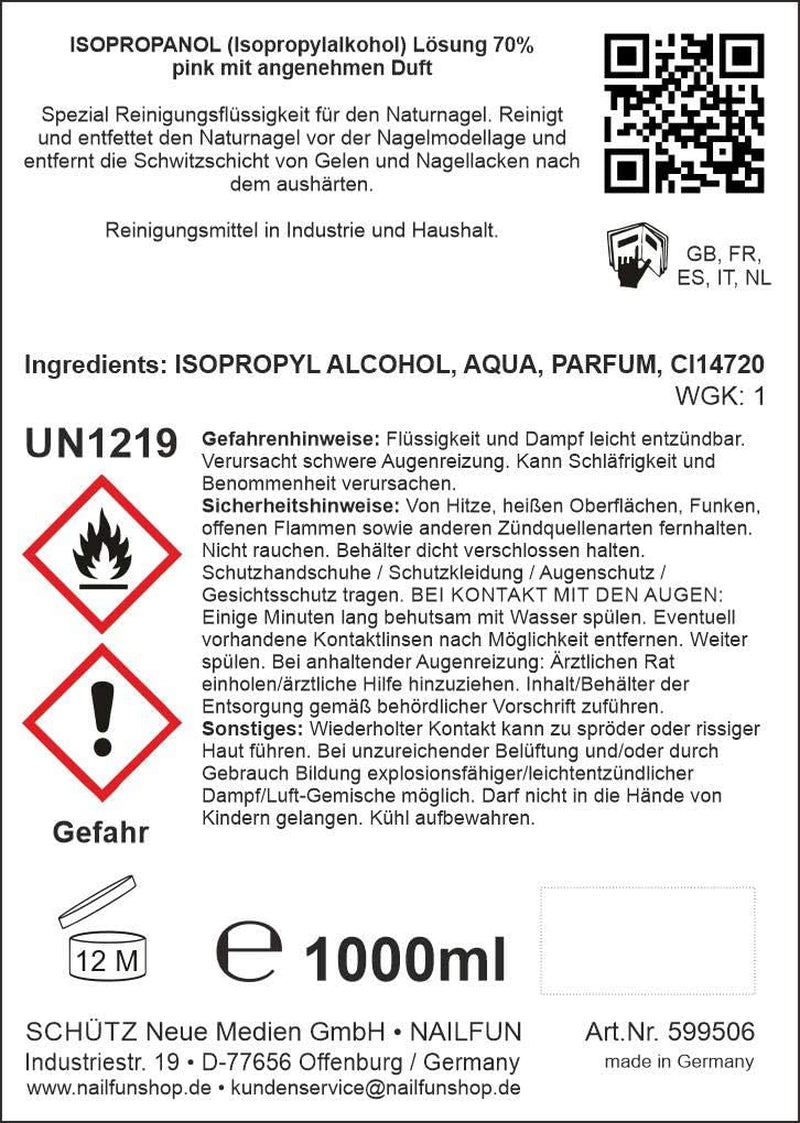 NAILFUN Nailcleaner Passion Fruit 1 Liter Nagel Reiniger Zum Reinigen Und Entfetten