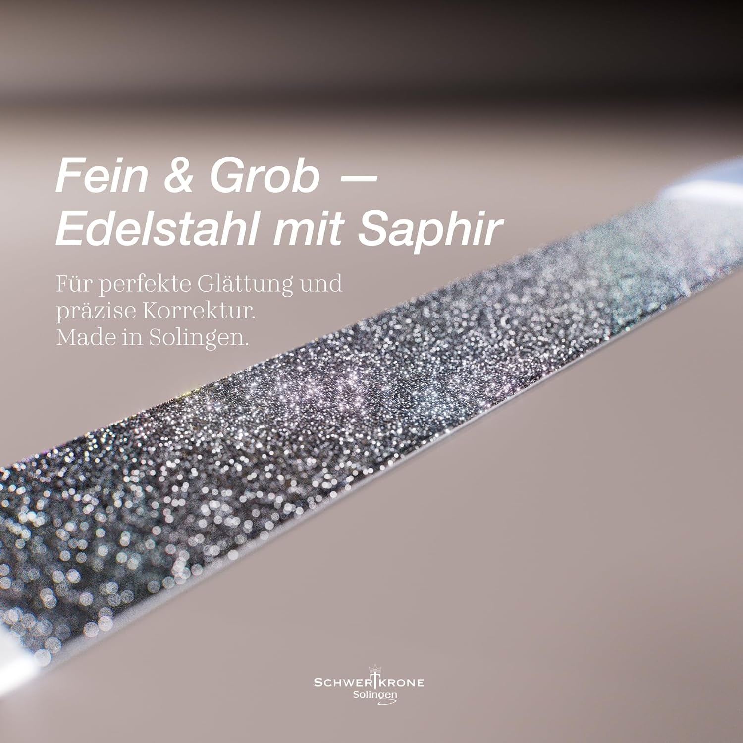SCHWERTKRONE ® 4Er Set Saphir-Nagelfeilen [MADE in SOLINGEN - GERMANY] - Nagelfeilen Naturnägel Nail File - Nagelfeile Feilen Nägel - Für Maniküre Und Pediküre - Fein Und Grob in 4 Größen