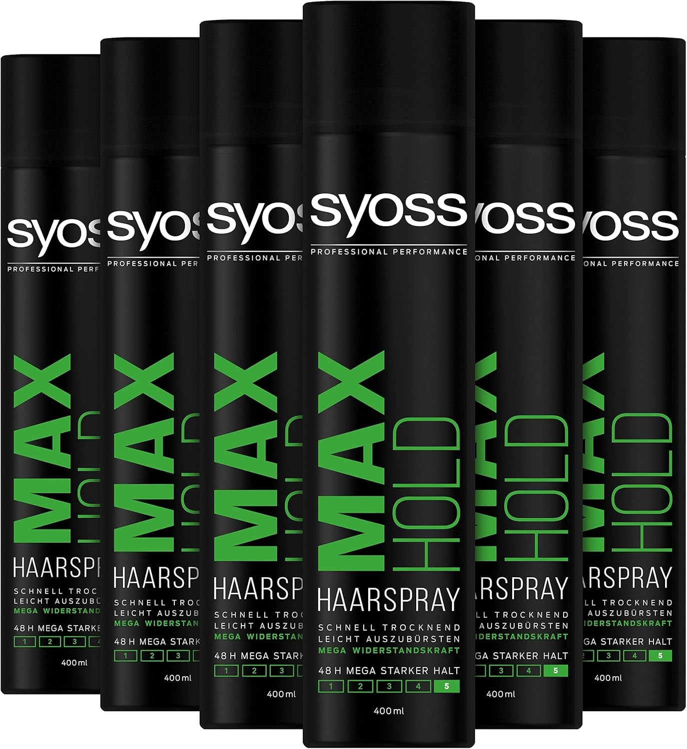 Syoss Haarspray Max Hold 6Er Pack (6X 400Ml) Halt 5, Haarspray Mit 48H Mega Starkem Halt, Schnell Trocknendes Styling Spray Für Mega Widerstandskraft, Leicht Auszubürsten
