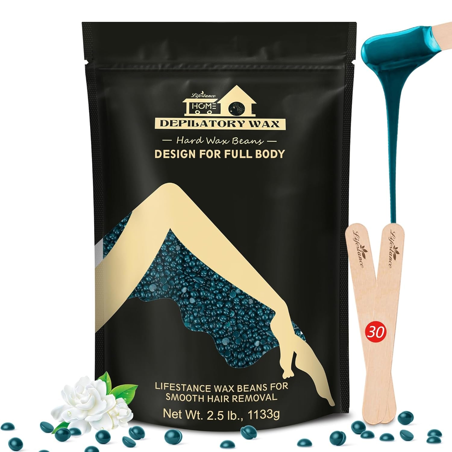Lifestance 450G Waxing Perlen Formuliert Für Anfänger, Wachsperlen Mit 10 Holzspatel Für Enthaarung, Rose Wachs Haarentfernung Perlen Für Für Feines Haar,Gesicht,Augenbraue,Arme,Finger Und Zehe