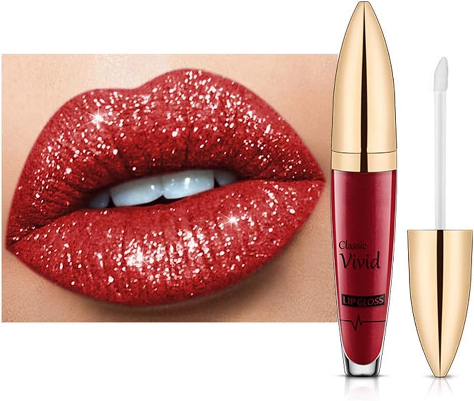 ISAKEN Professional Makeup Lipgloss Mit Glänzendem Finish, Lipgloss Glitzer 24 Stunden Feuchtigkeit Lippenöl Lippe Gloss Lipliner Long Lasting Moisturizing Lippenstift Kosmetik Make Up