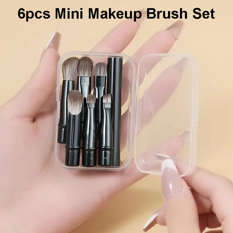 6-teiliges Mini-Reise Make-up Pinsel Set mit Box - Tragbar & Kompakt