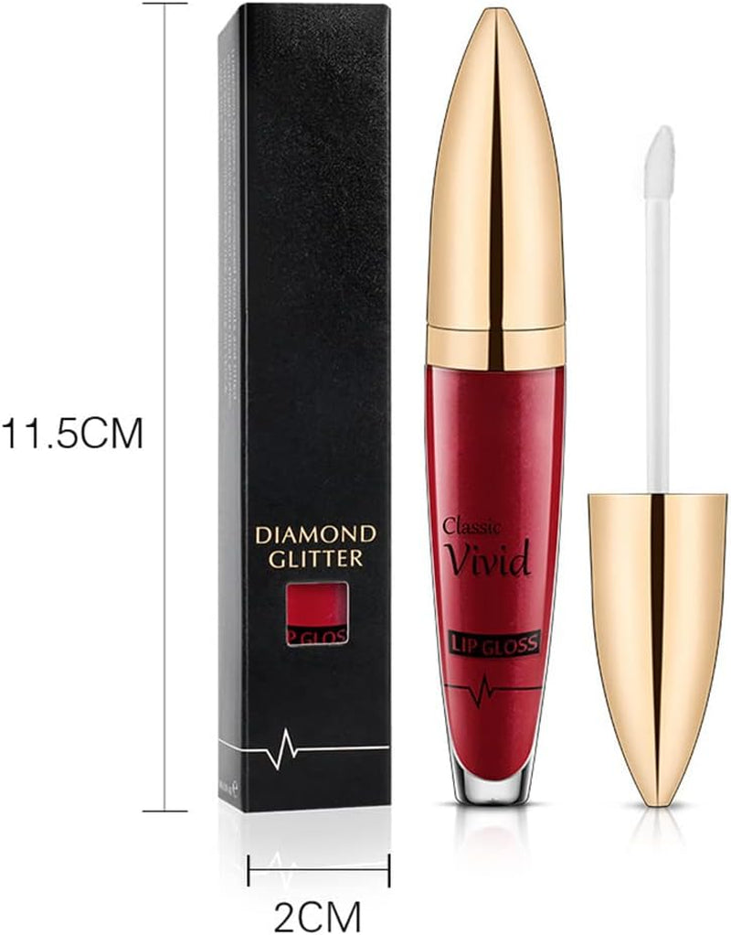 ISAKEN Professional Makeup Lipgloss Mit Glänzendem Finish, Lipgloss Glitzer 24 Stunden Feuchtigkeit Lippenöl Lippe Gloss Lipliner Long Lasting Moisturizing Lippenstift Kosmetik Make Up