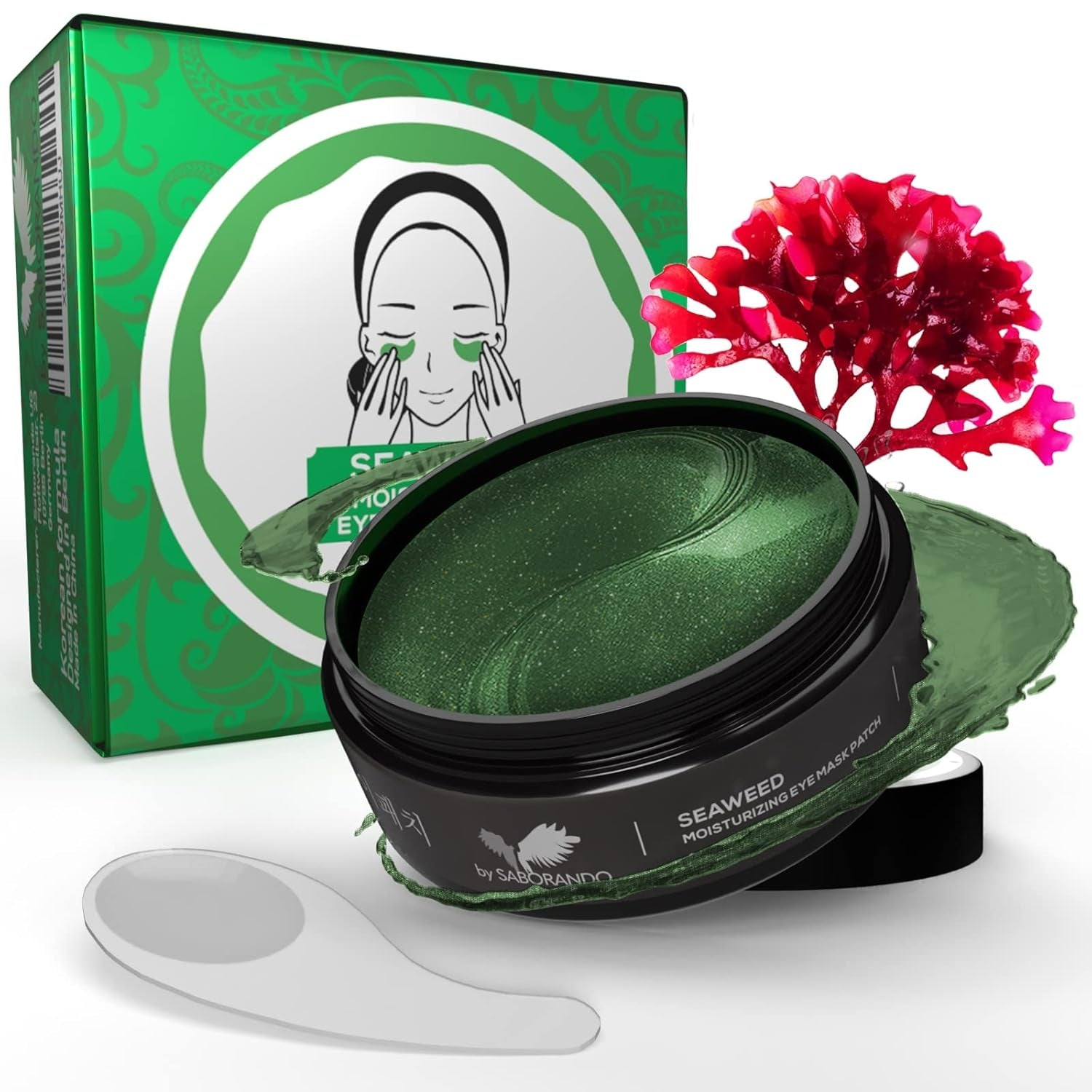 Korean Skincare 60 Stück Algen Augenpads | Gegen Augenringe & Falten, Augenmaske Mit Kollagen & Hyaluron, Gesichtspflege Gegen Tränensäcke, Feuchtigkeitsspendende Augenpflege Pads by Saborando