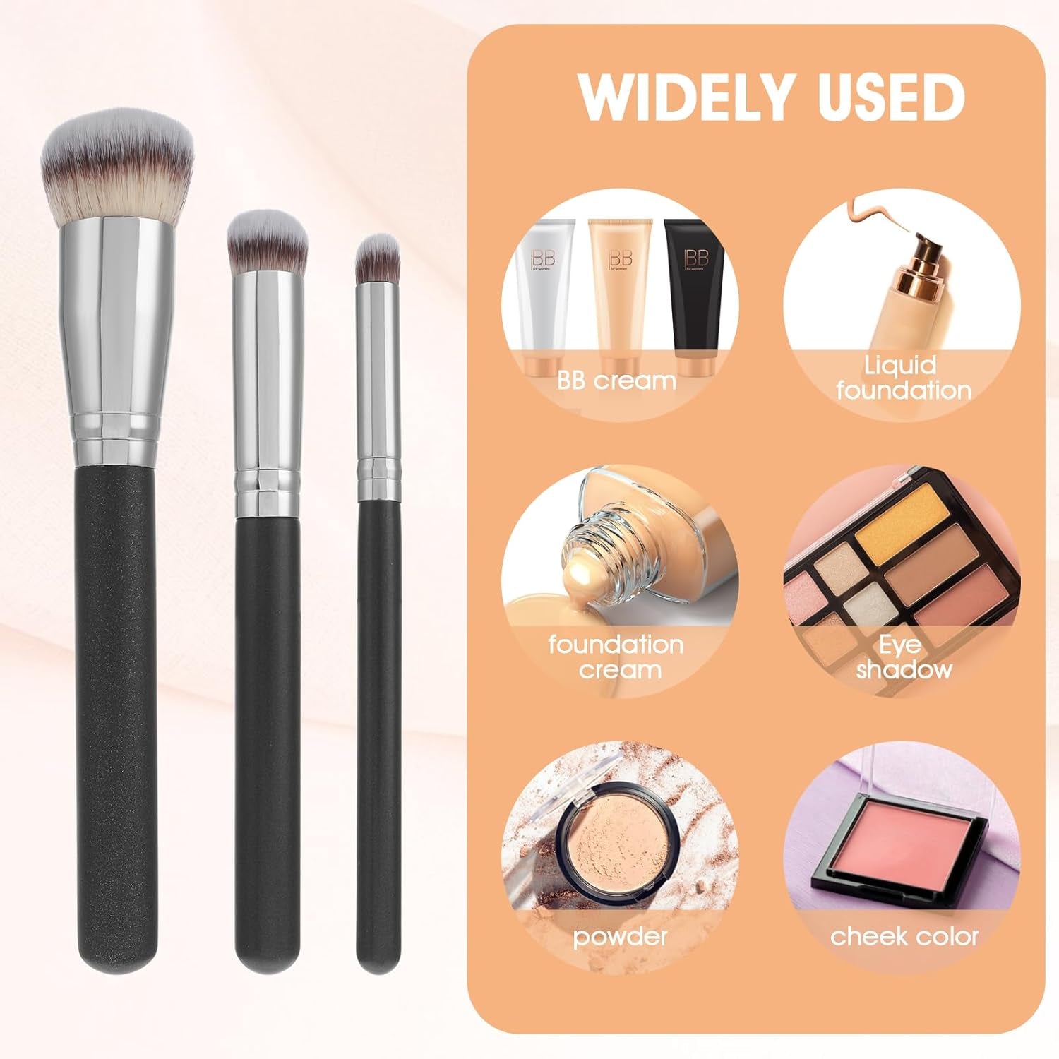 3 Stück Foundation Pinsel Concealer Pinsel Professioneller Gesichts Make up Pinsel Konturpinsel Foundation Brush Für Flüssiges Puder Makeup Brushes Set Zum Foundation Concealer