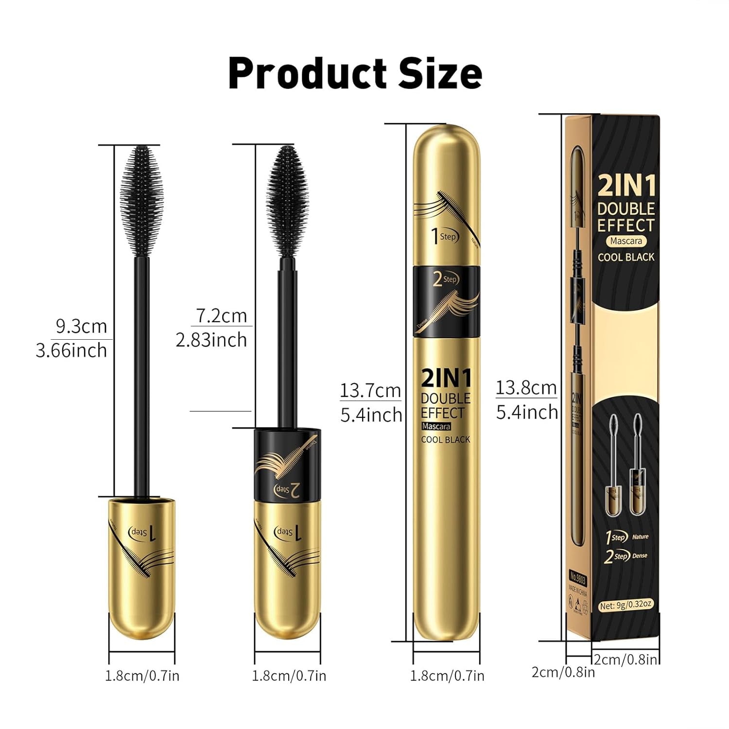 HOUSN 2 in 1 4D Silk Fiber Eyelash Mascara, Black Long-Lasting Waterproof 4D Mascara, Wischfest Und Nicht Verklumpend Für Make, Geeignet Für Empfindliche Augen, Augen Make up Produkte