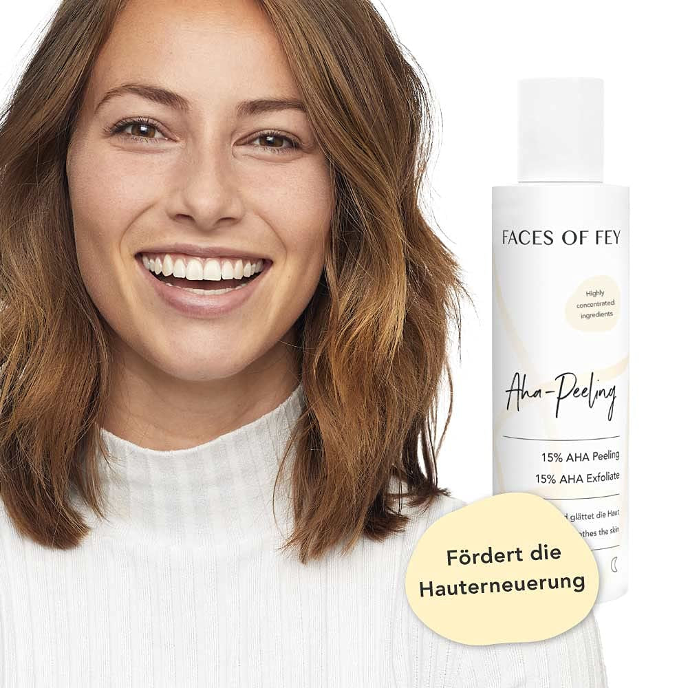 Fruchtsäurepeeling 15% FACES of FEY – AHA Peeling Mit Milchsäure & Glycolsäure Gegen Pigmentflecken Und Falten - 100Ml Liquid Exfoliator
