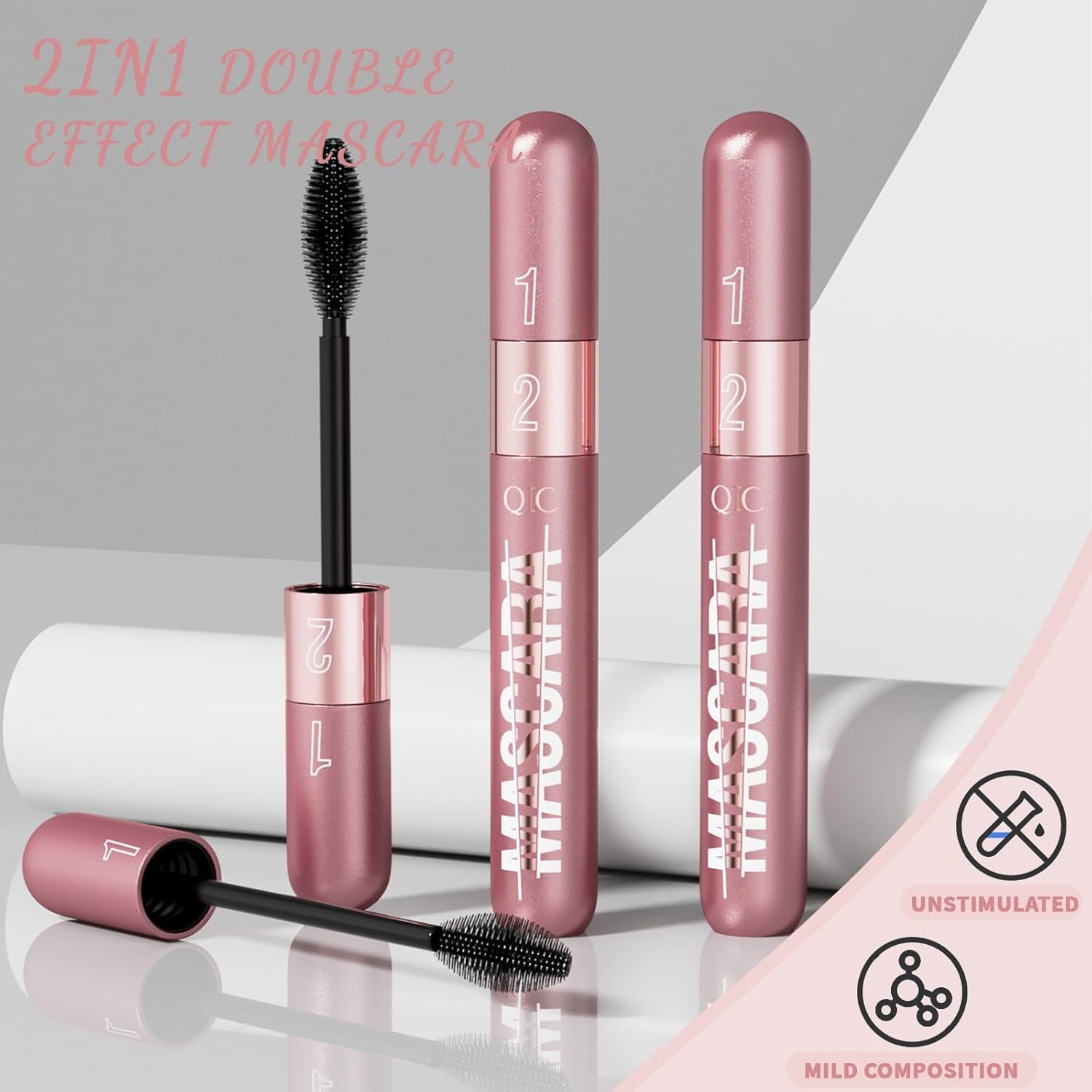 Xixiran Mascara, 2 in 1 Wasserfeste Wimperntusche, Wimpern Wimperntusche Long Thick & Voluminous Lash Mascara, Wasserfeste Wimperntusche Für Empfindliche Augen, Kreieren Sie Wunderschöne Augen