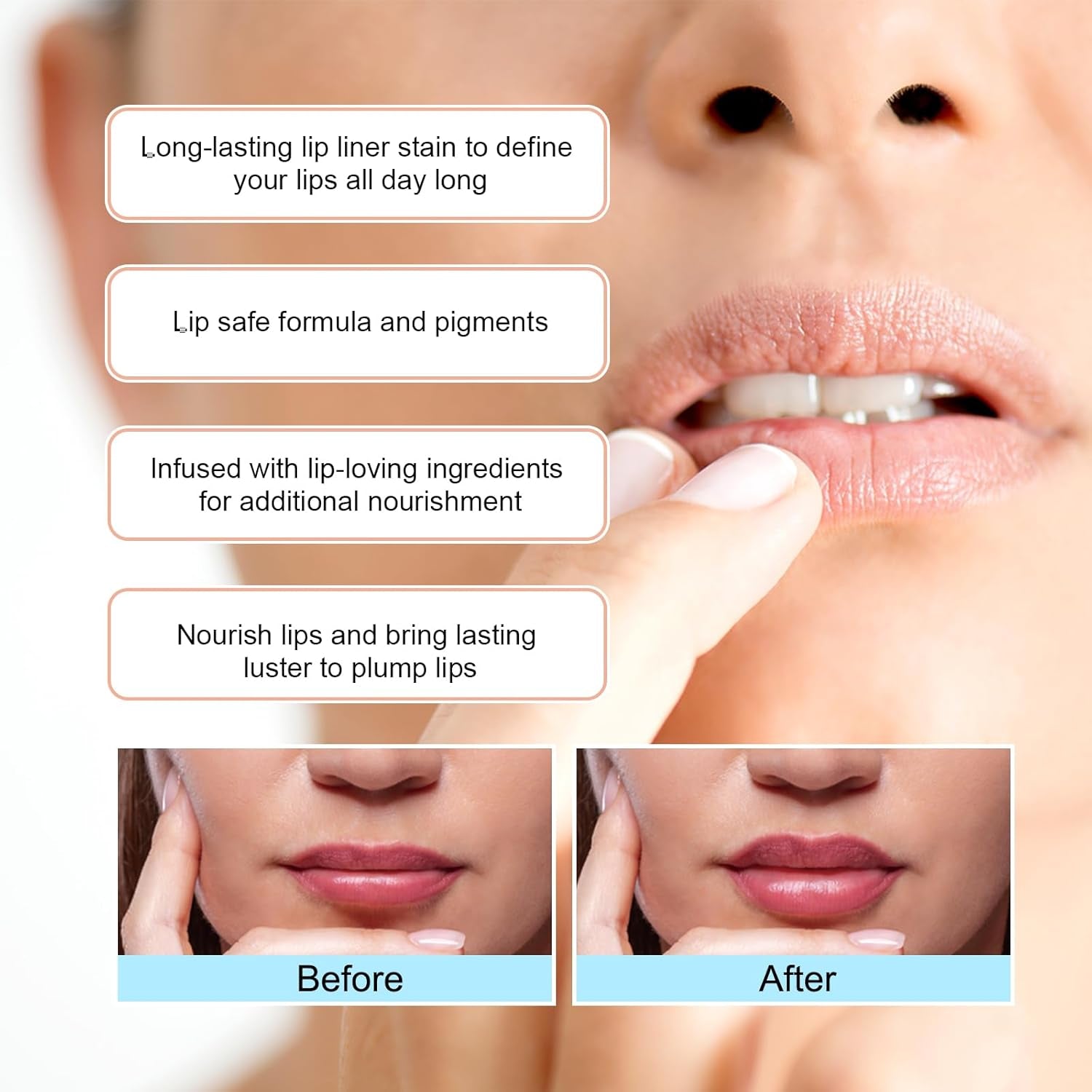 Flüssiger Lipliner, Wasserfester Abnehmbarer Lipliner, Langhaftender Lippenkonturenstift, Plump Lip Lines Lip Liner, Konturiert Die Lippenform, Ist Wasserfest Und Verwischt Nicht (Hellbraun)