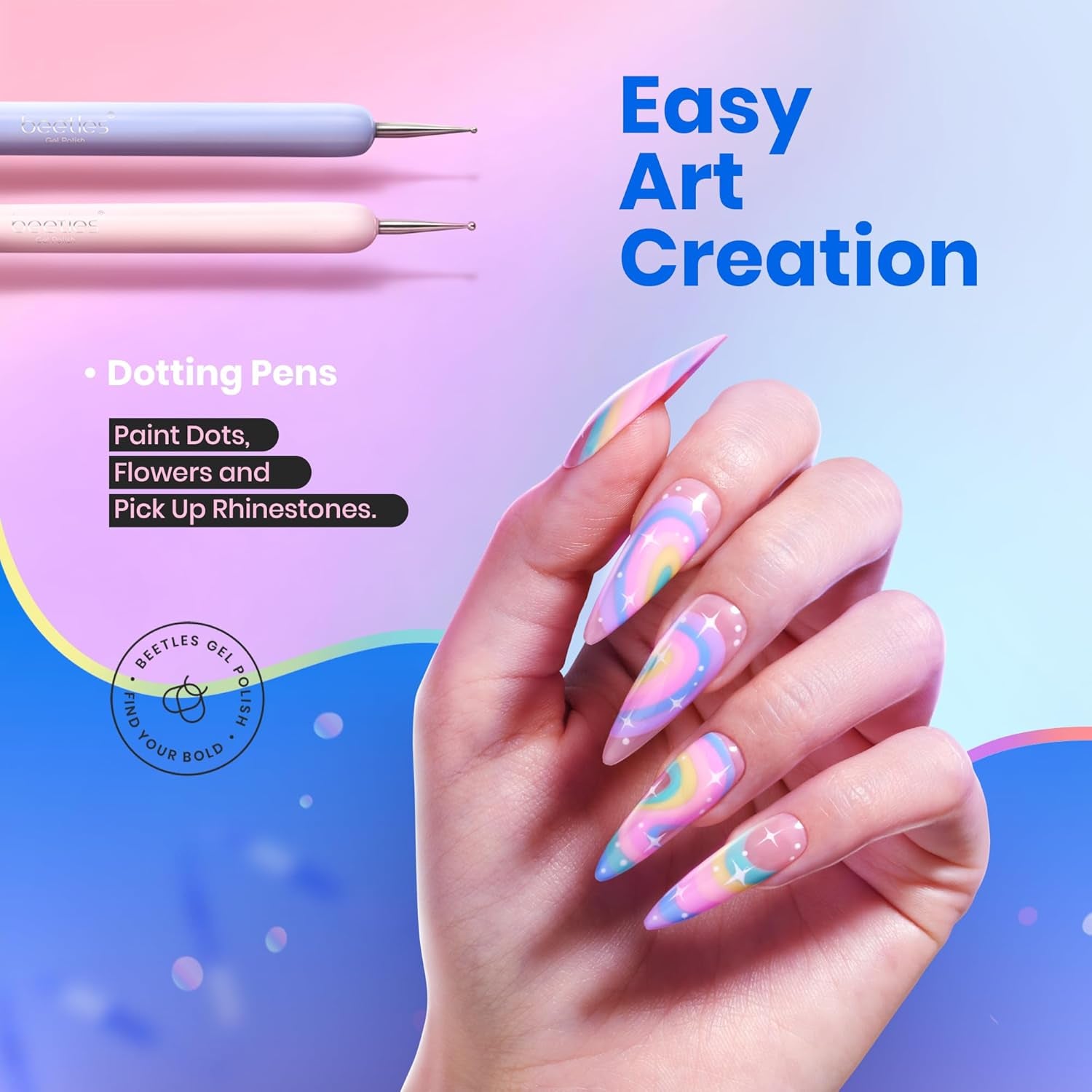 Beetles Professionelle Nagelpinsel 6 Set - Nageldesign Pinsel Nail Art Professionel Pinsel Set Für Gelnägel Nägel Uv-Gel Pinselset Gelpinsel Nagel Liner Gel-Pinsel Für Zu Hause DIY Maniküre