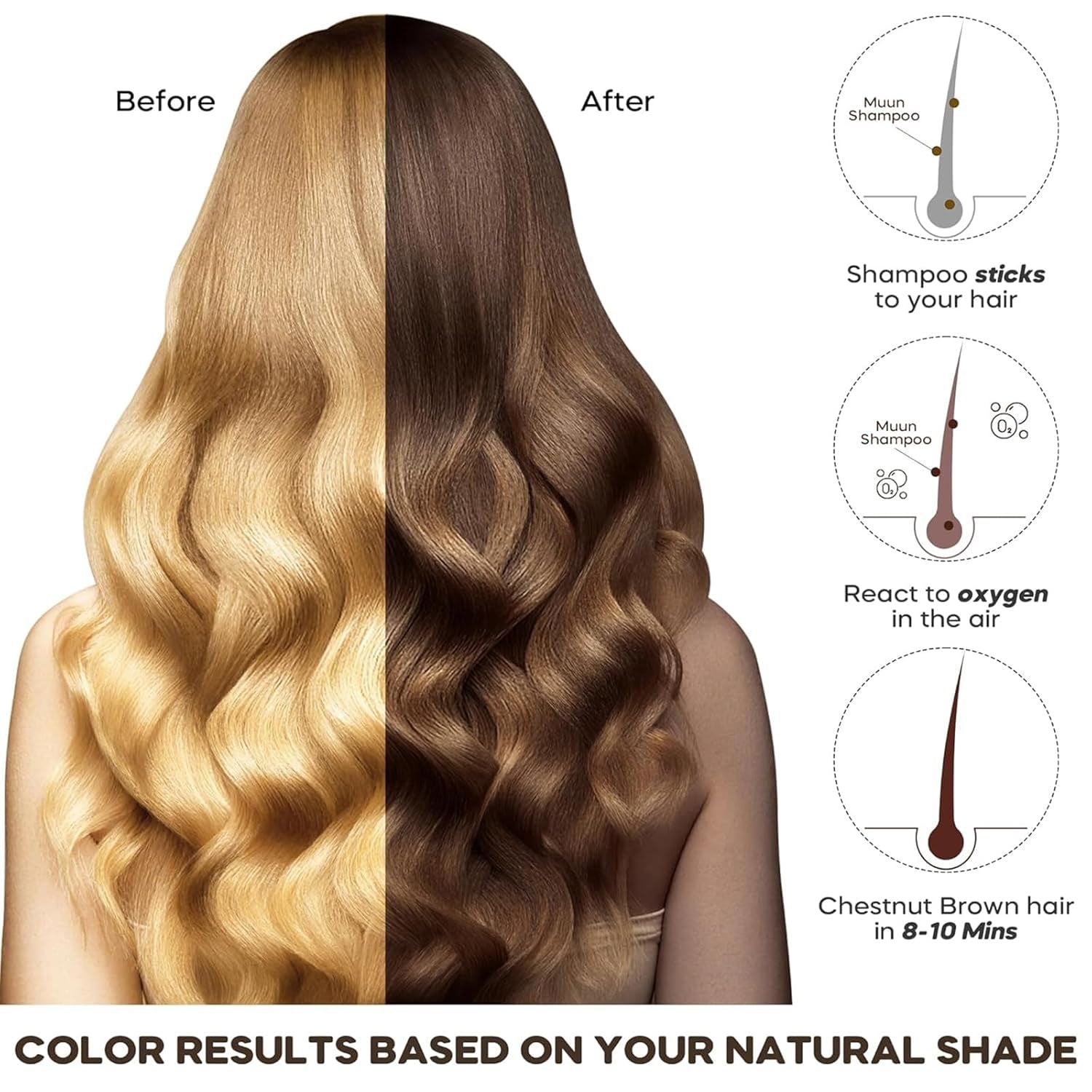 Nova Hair Dye Shampoo Nova Hair Instant Dye Shampoo Black Hair Dye Shampoo Magic Hair Dye Shampoo Langanhaltende Haarfarbe Shampoo Für Frauen Männer (Hellbraun)