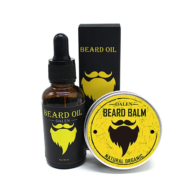 Men's beard care set with beard balm and beard oil