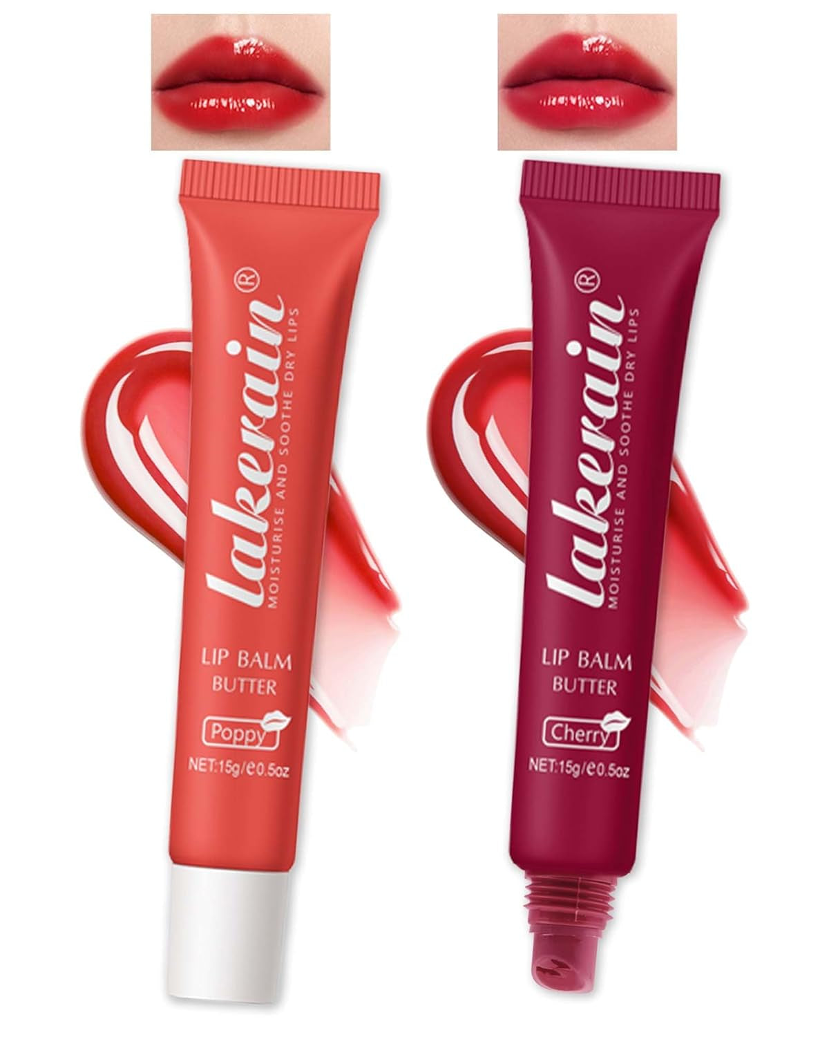 2 Farben Glossy Lip Butter Balm, Feuchtigkeitsspendende Nicht Klebend Lipgloss, Hochglänzendes Finish Lip Glow Oil,Natürliche, Plumping Lip Tint Lip Care & Repair Lip Mask Für Trockene Lippen-2+3