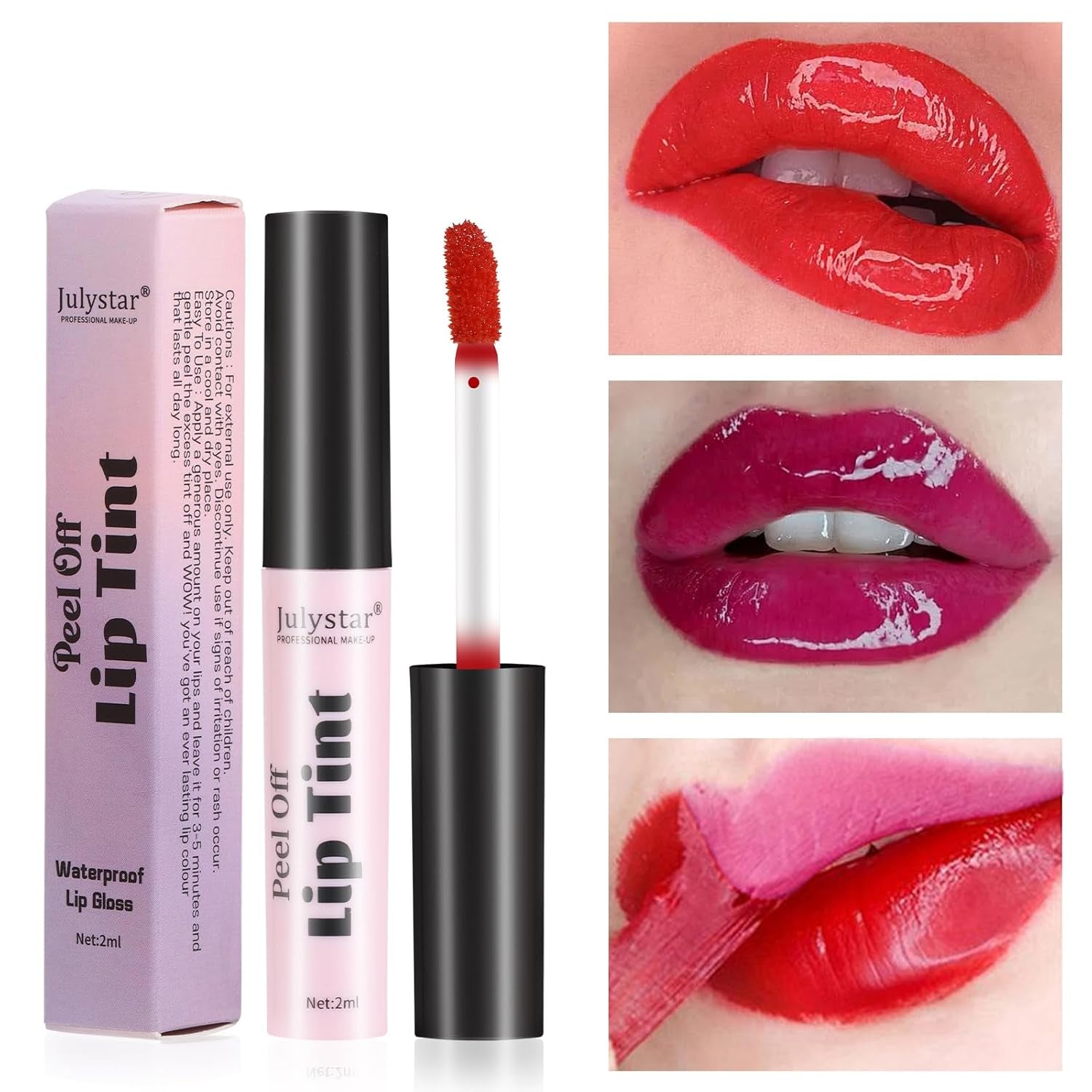 Peel off Liquid Lipstick Set, Easy Peel & Reveal Lip Stain, Waterproof Long Lasting Peel off Mask Lip Gloss, Lips Tattoo Makeup Beauty (Color, Set B)