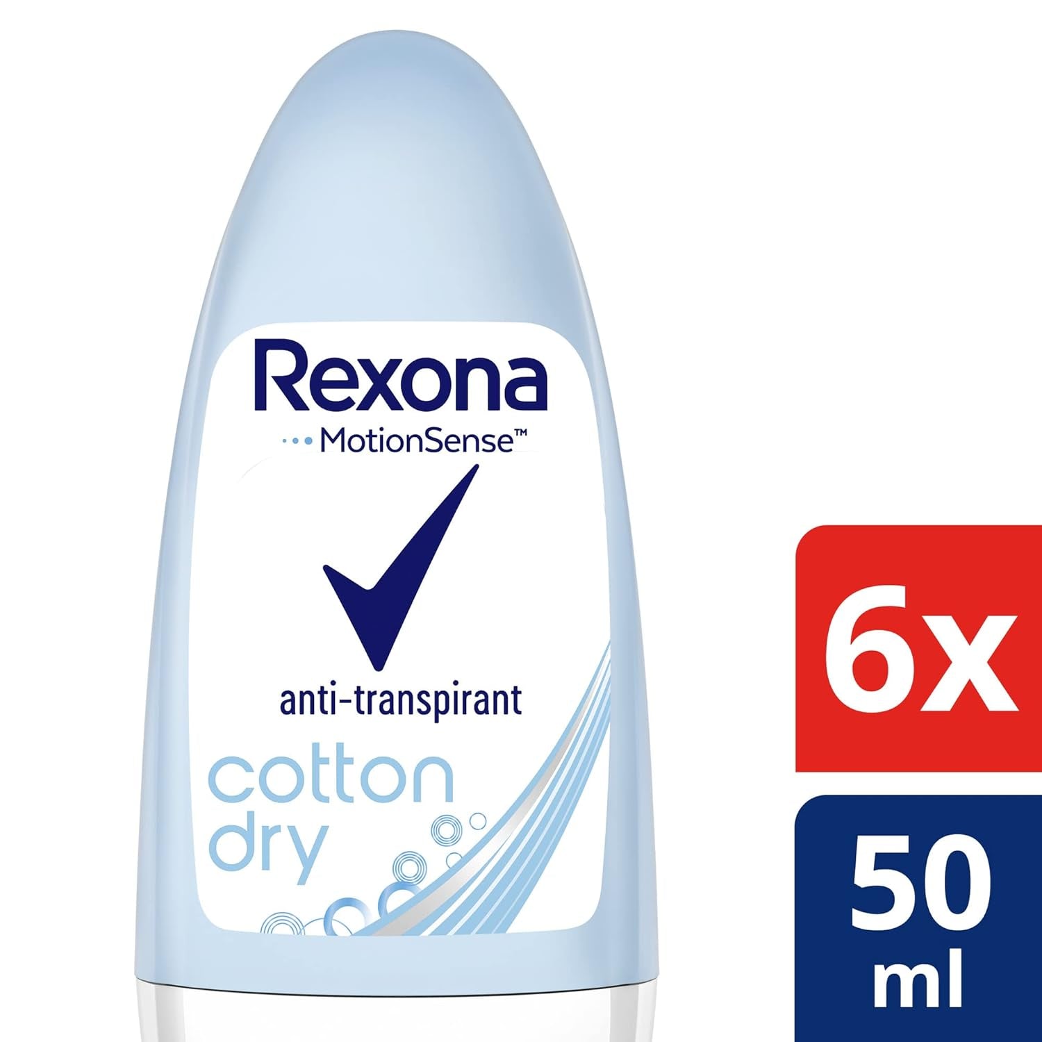 Rexona Motionsense Deo Roll-On Cotton Dry - Anti-Transpirant Mit 48 Stunden Schutz Gegen Starkes Schwitzen Und Körpergeruch - 50 Ml (6Er-Pack)