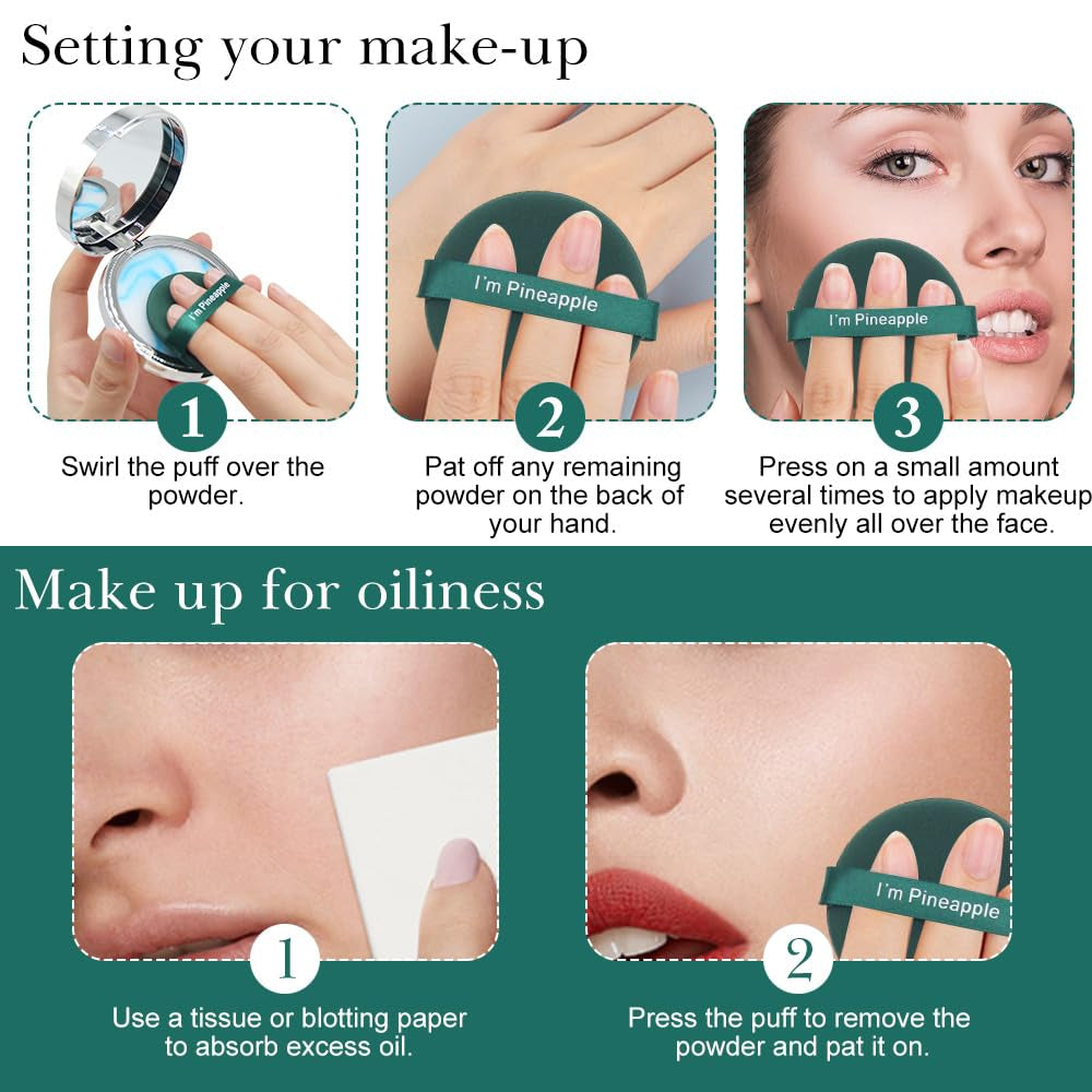 Horuili® Ölkontrollierendes Gesichtspuder, Oil Control Face Pressed Powder, Wasserfestes Mattes Gesichtspuder, Gelee-Gesichtsfixierpuder, Leichte, Mattes, Langanhaltendes, Ölkontrolle (Blau, Blau)
