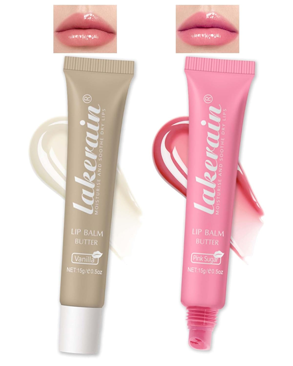 2 Farben Glossy Lip Butter Balm, Feuchtigkeitsspendende Nicht Klebend Lipgloss, Hochglänzendes Finish Lip Glow Oil,Natürliche, Plumping Lip Tint Lip Care & Repair Lip Mask Für Trockene Lippen-2+3