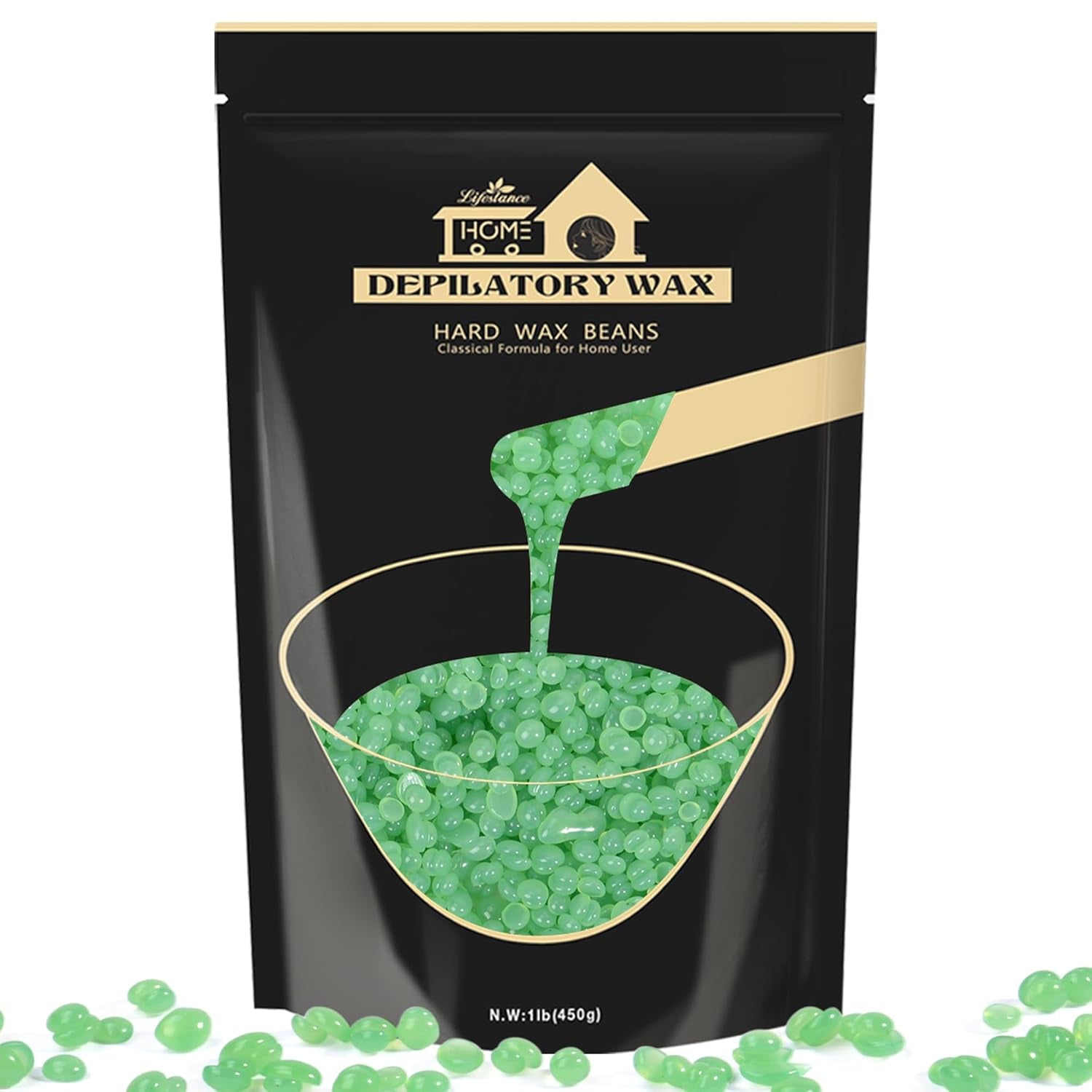 Lifestance 450G Waxing Perlen Formuliert Für Anfänger, Wachsperlen Mit 10 Holzspatel Für Enthaarung, Rose Wachs Haarentfernung Perlen Für Für Feines Haar,Gesicht,Augenbraue,Arme,Finger Und Zehe