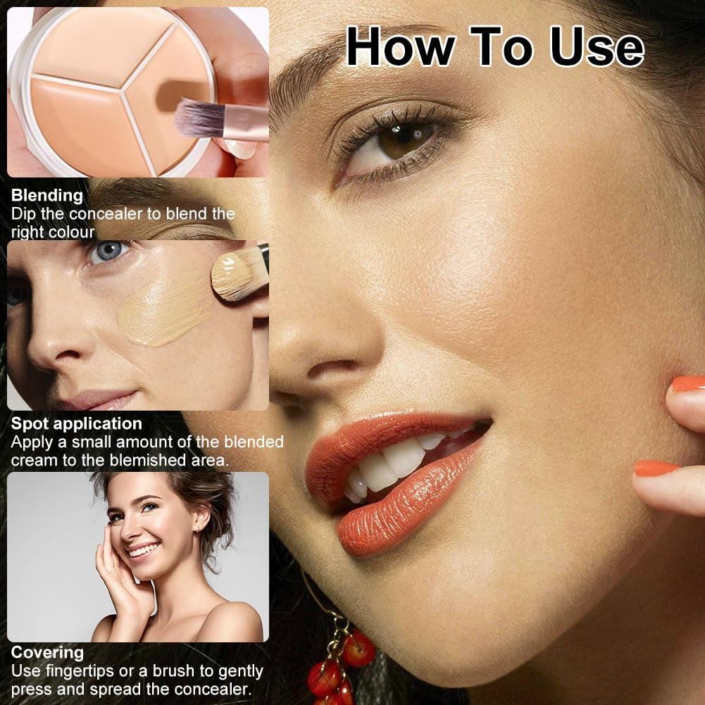 Concealer Palette,Correcting Concealer 3In1,Full Cover Concealer Palette,Concealer,Tri-Color Concealer Make Up,Concealer Foundation Palette, Narben Und Mildert Feine Linien