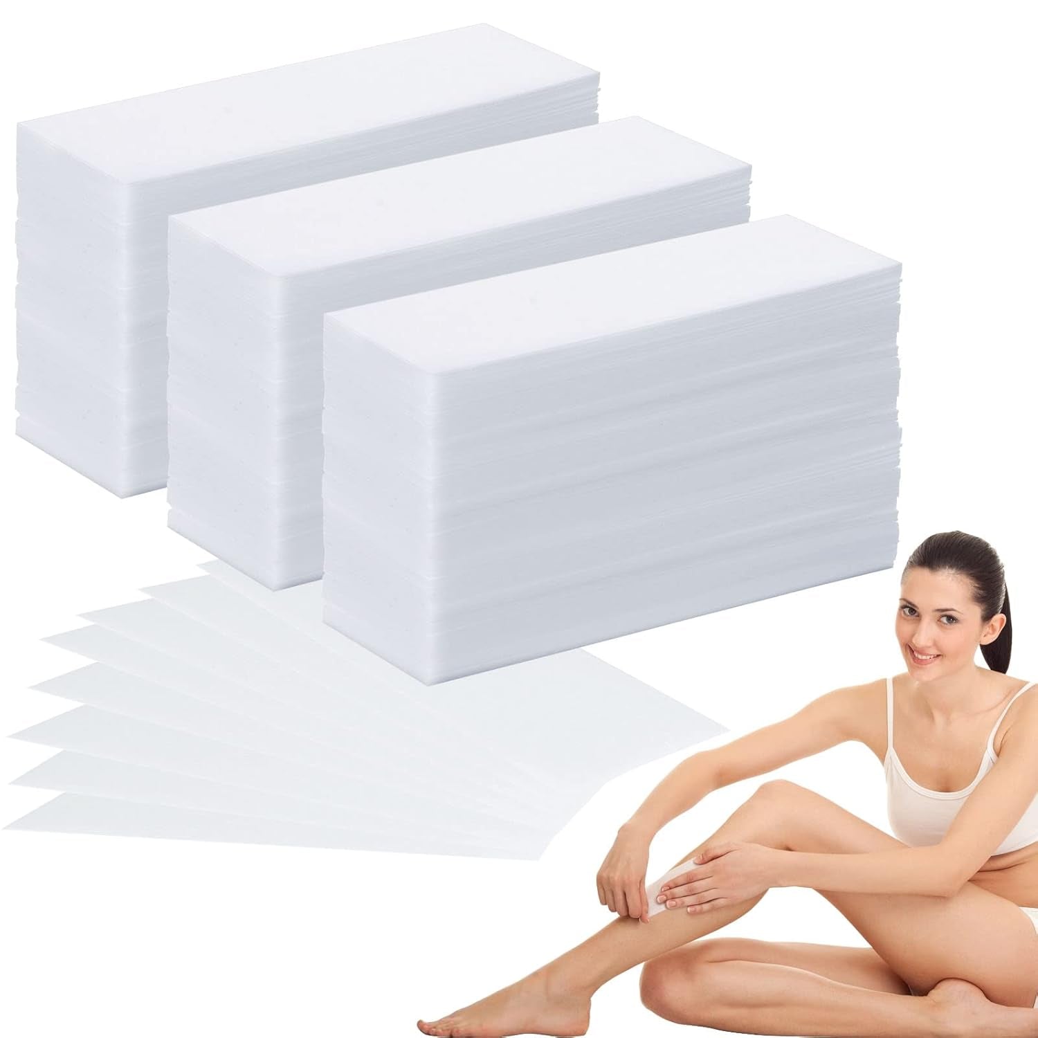 SEPGLITTER 300 Stück Wachsstreifen Haarentfernung, Waxing Strips, Vliesstreifen Für Warmwachs Und Zuckerpaste Für Frauen, Gesichtskörper, Arme, Beine(7×20Cm)