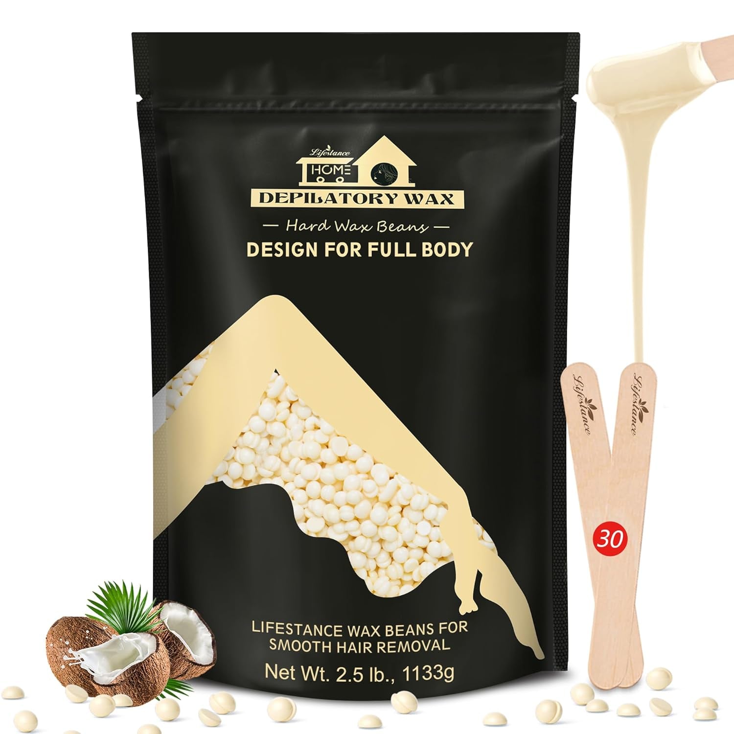 Lifestance 450G Waxing Perlen Formuliert Für Anfänger, Wachsperlen Mit 10 Holzspatel Für Enthaarung, Rose Wachs Haarentfernung Perlen Für Für Feines Haar,Gesicht,Augenbraue,Arme,Finger Und Zehe