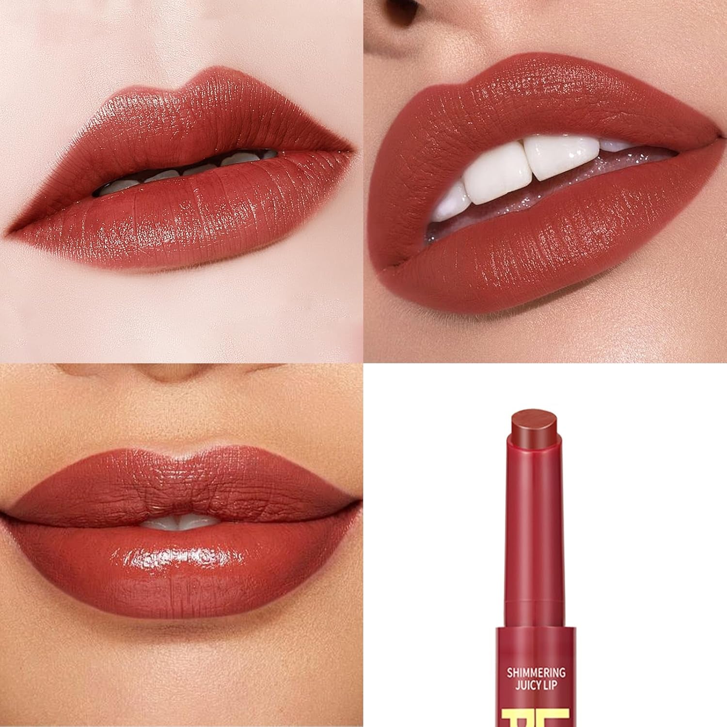 Erinde 2 in 1 Lippenstift & Lip Balm, 24 Stunden Halt Hanganhaltender Lipstick, Wasserfest Feuchtigkeitsspendend Lip Gloss, Pflegender Lippen Makeup Stick Shimmer