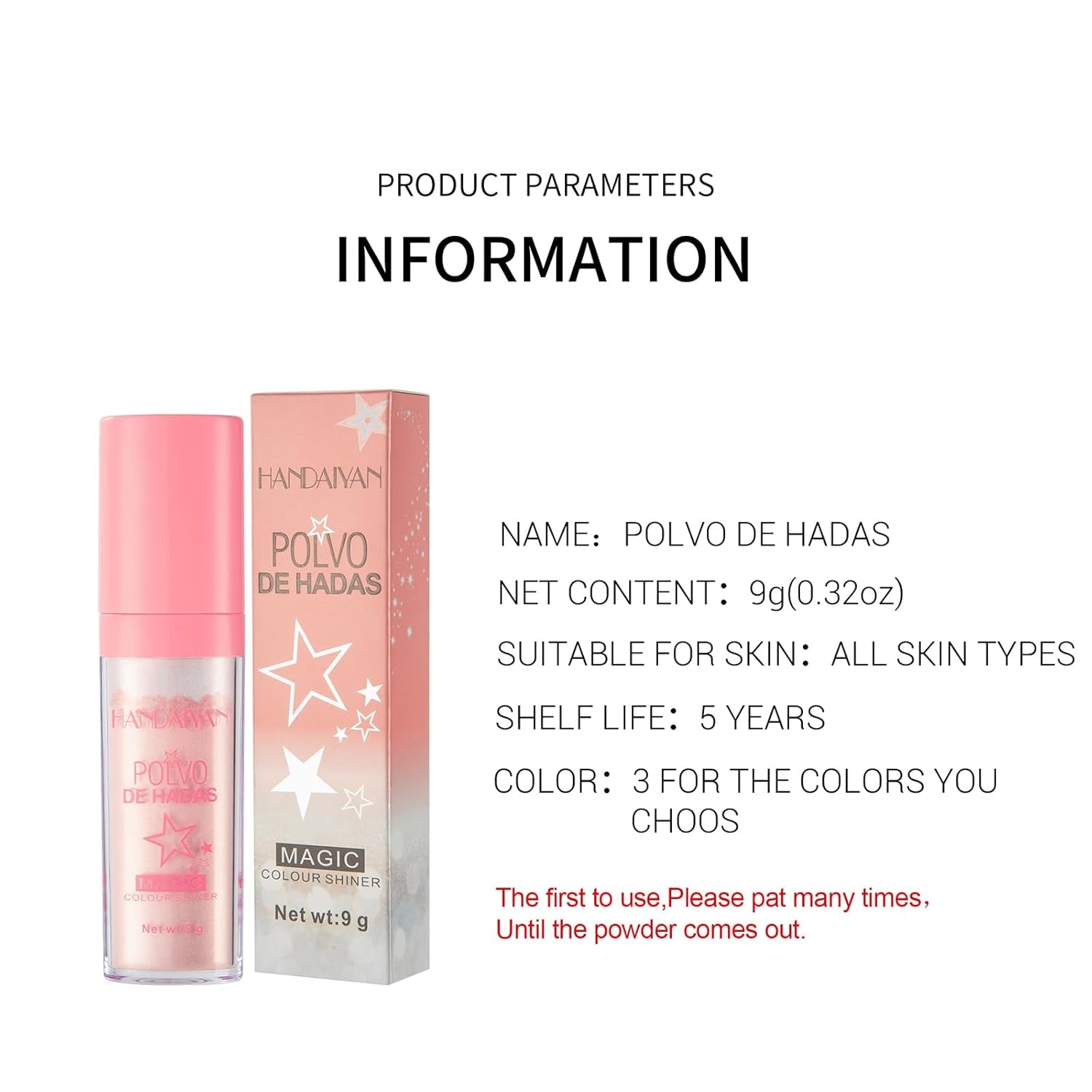 Highlighter Puder Stick, Body Highlight Patting Puder, Fairy Highlight Puder-Highlighter Schimmernder Highlighter Puderstift, Für Gesicht Augen Lippen Haare Körper Glow Kosmetik (01)