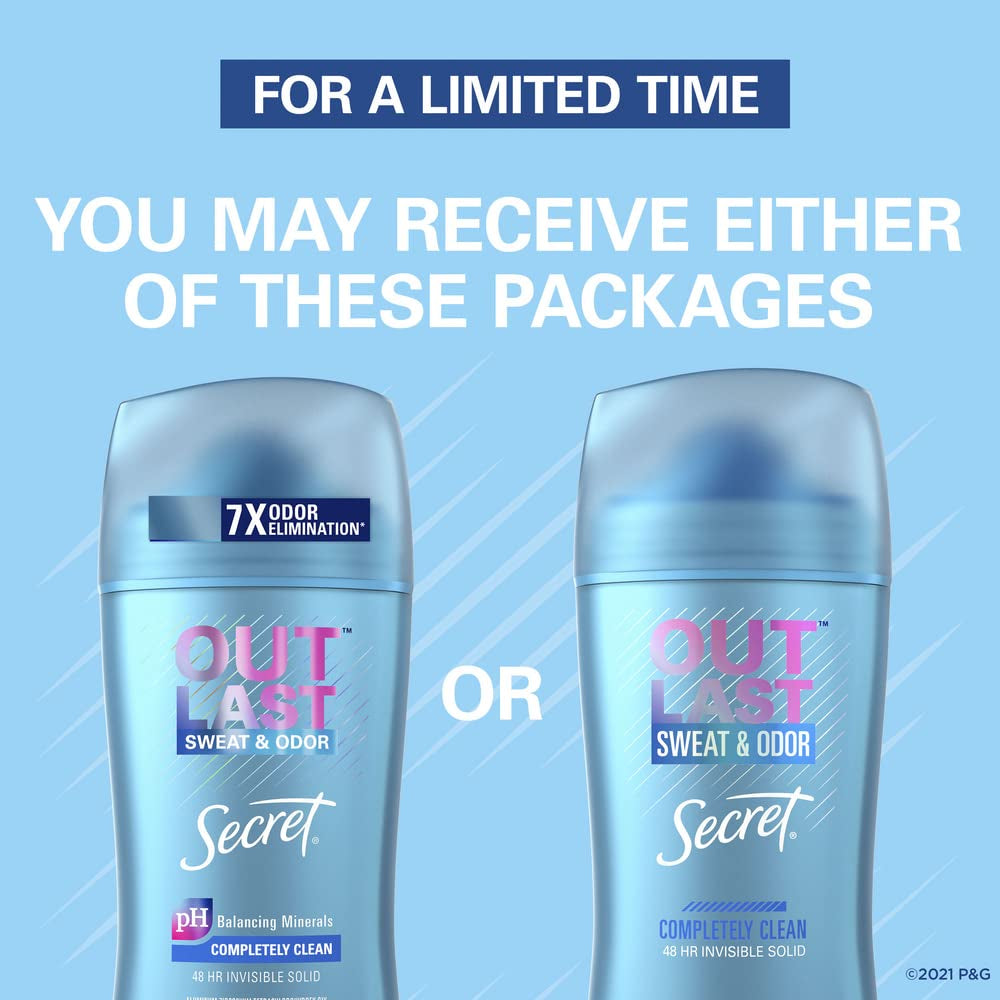 Secret Outlast Xtend Antiperspirant & Deodorant Invisible Solid, Completely Clean 2.6 Oz by Secret