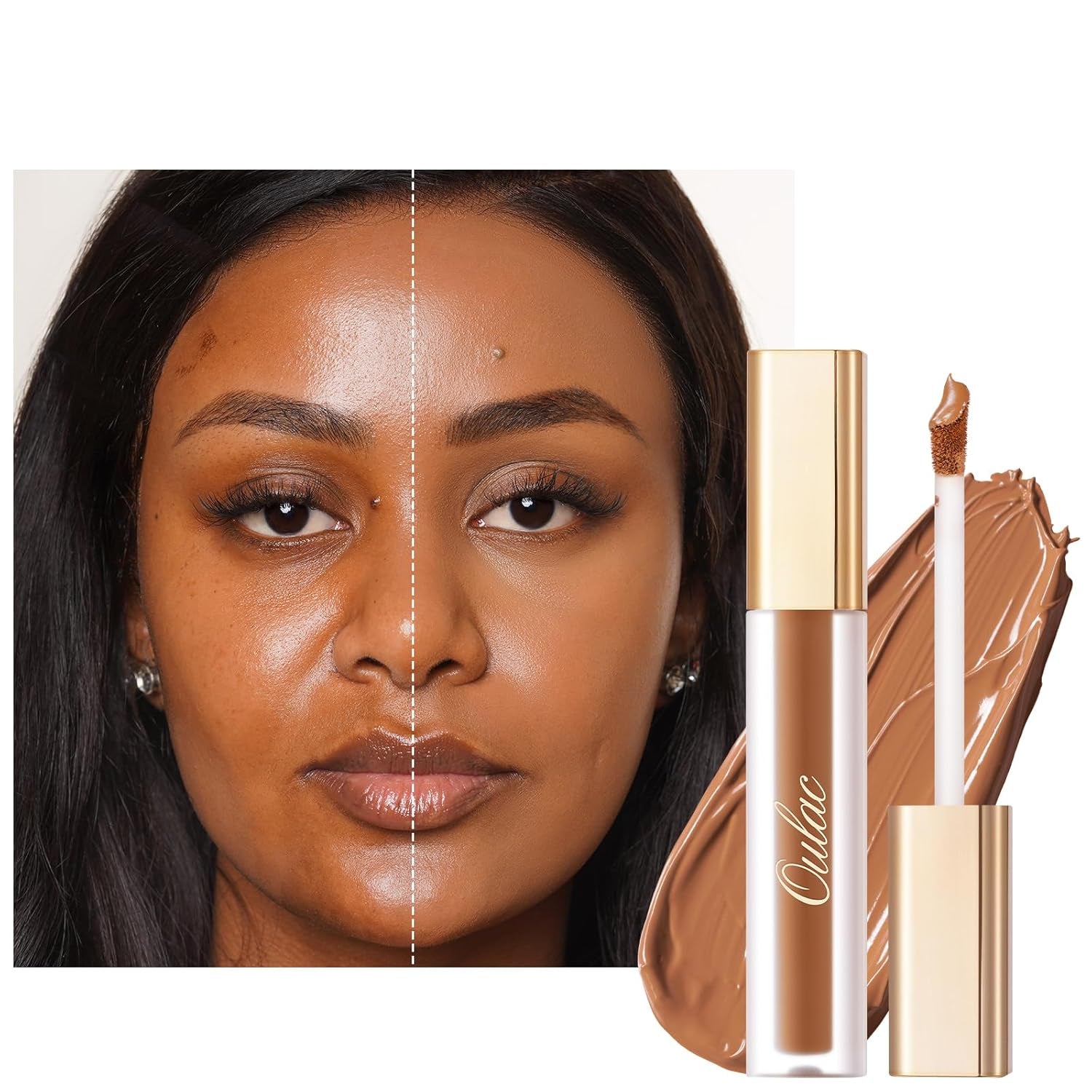 Oulac Concealer Für Gesicht Und Augenringe, Langanhaltender Gesicht Augenringe Kosmetik, Concealer Augenringe with Mit Hyaluronic Acid, Farbcode: W08 Toffee Concealer 3.8Ml