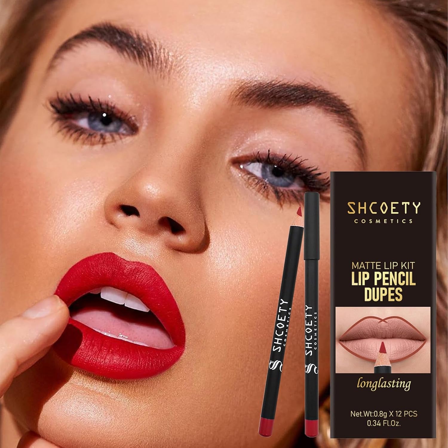 Mrettick 12 Farben Matte Lip Liner Stifte Set, Creme Glide Lip Liner Natürliche Lippen Make-Up Weiche Stifte Lippenstift Set, Feuchtigkeitsspendend, Langanhaltend, Nicht Haftend