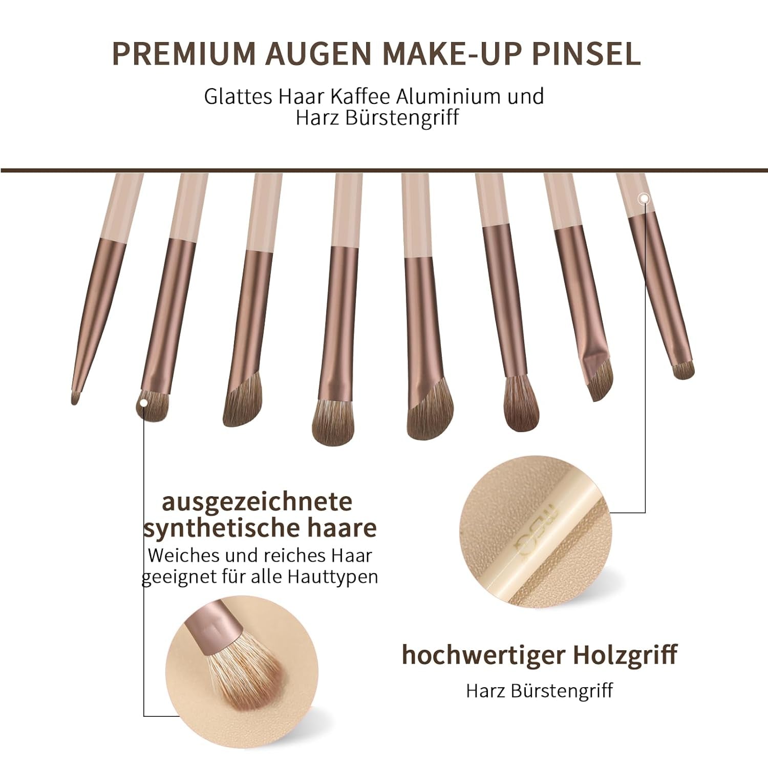 MSQ 8 Stück Lidschatten Make-Up Pinsel Set Portable Reise Make up Pinsel Tasche,Pinselset Makeup Professionelles Lidschatten Pinselset