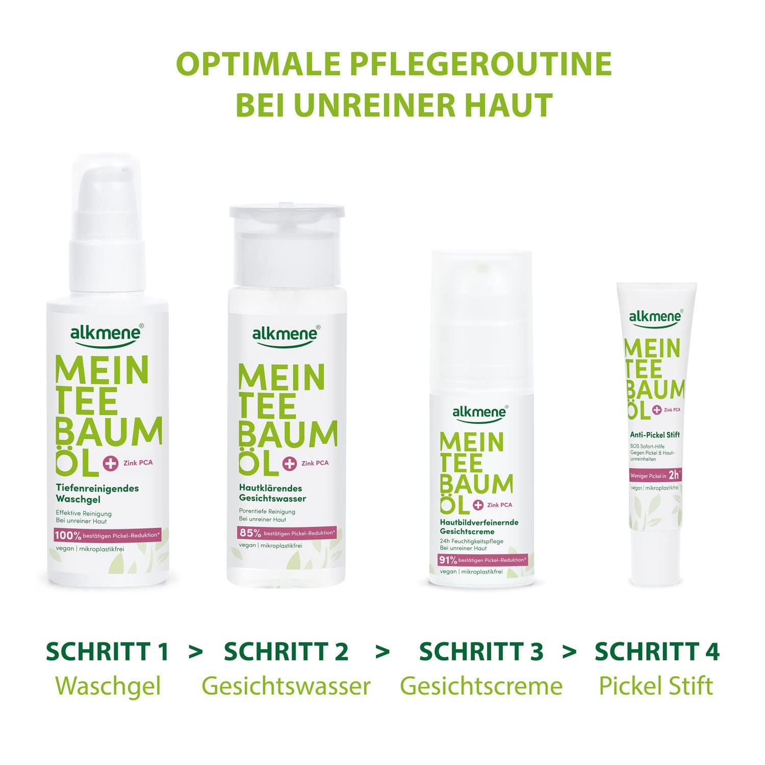 Alkmene Mein Teebaumöl Gesichtscreme 50 Ml Pickel Reduktion 91% Bestätigt - Naturreines Teebaumöl, Vegan & Klimaneutral - 24H Feuchtigkeitspflege Für Unreine Haut - Teebaumöl Creme Für Pickel