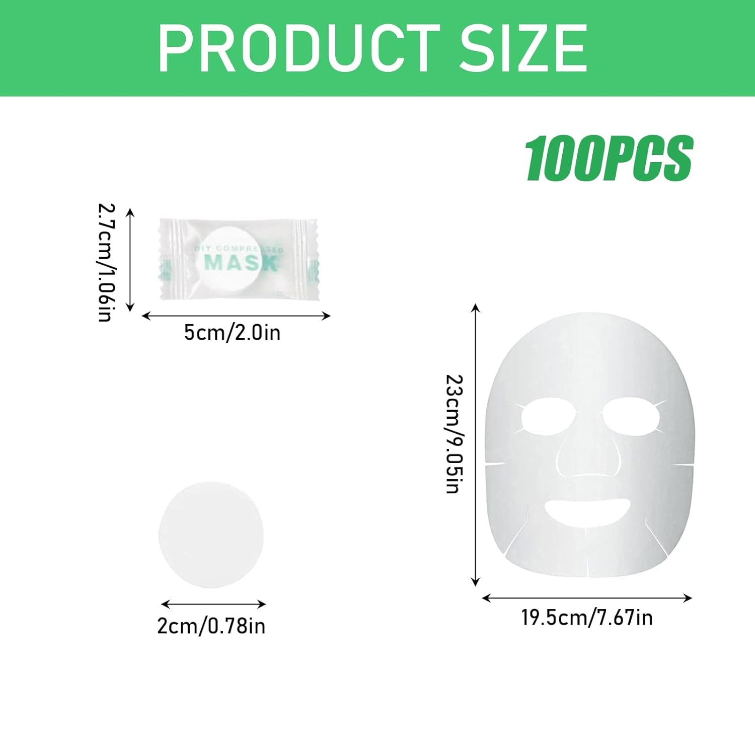 KHDULQ 100 Stücke Compress Gesichtsmaske, Papier Face Mask, Individuelles Paket Masken Beauty, DIY Komprimierte Tuchmasken Gesicht, Komprimierte Sheet Mask, Für Gesichtspflege