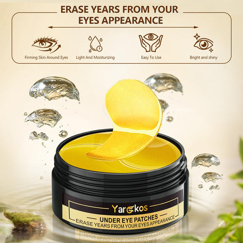 2 Stück 60 Pcs Hydration Feuchtigkeitsspendende Eye Pad Mask, Grün+24K Gold, 30 Paare Kollagen Hydrogel anti Aging Augenpads, Hyaluronsäure Augenmaske Dunkle Augenringe Entfernen, Kollagenaugenmaske