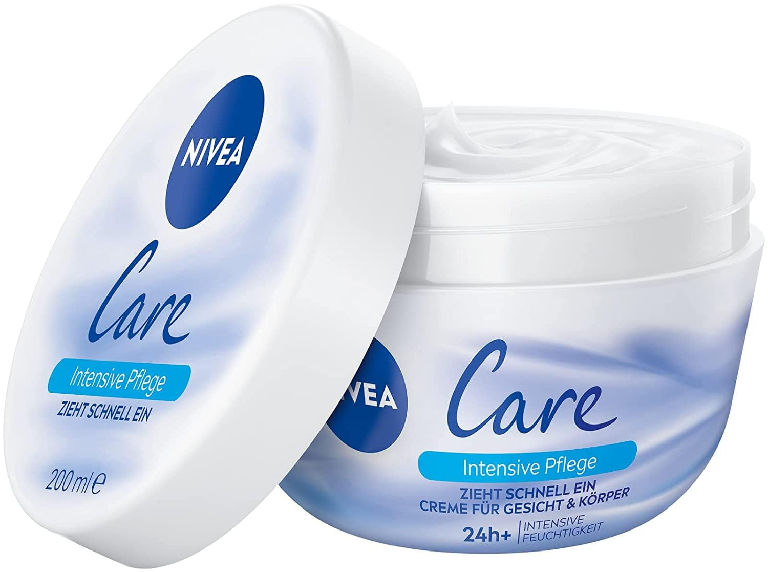 NIVEA Care Creme - Schnelle Feuchtigkeitspflege für Gesicht und Körper, 200 ml für zarte und glatte Haut