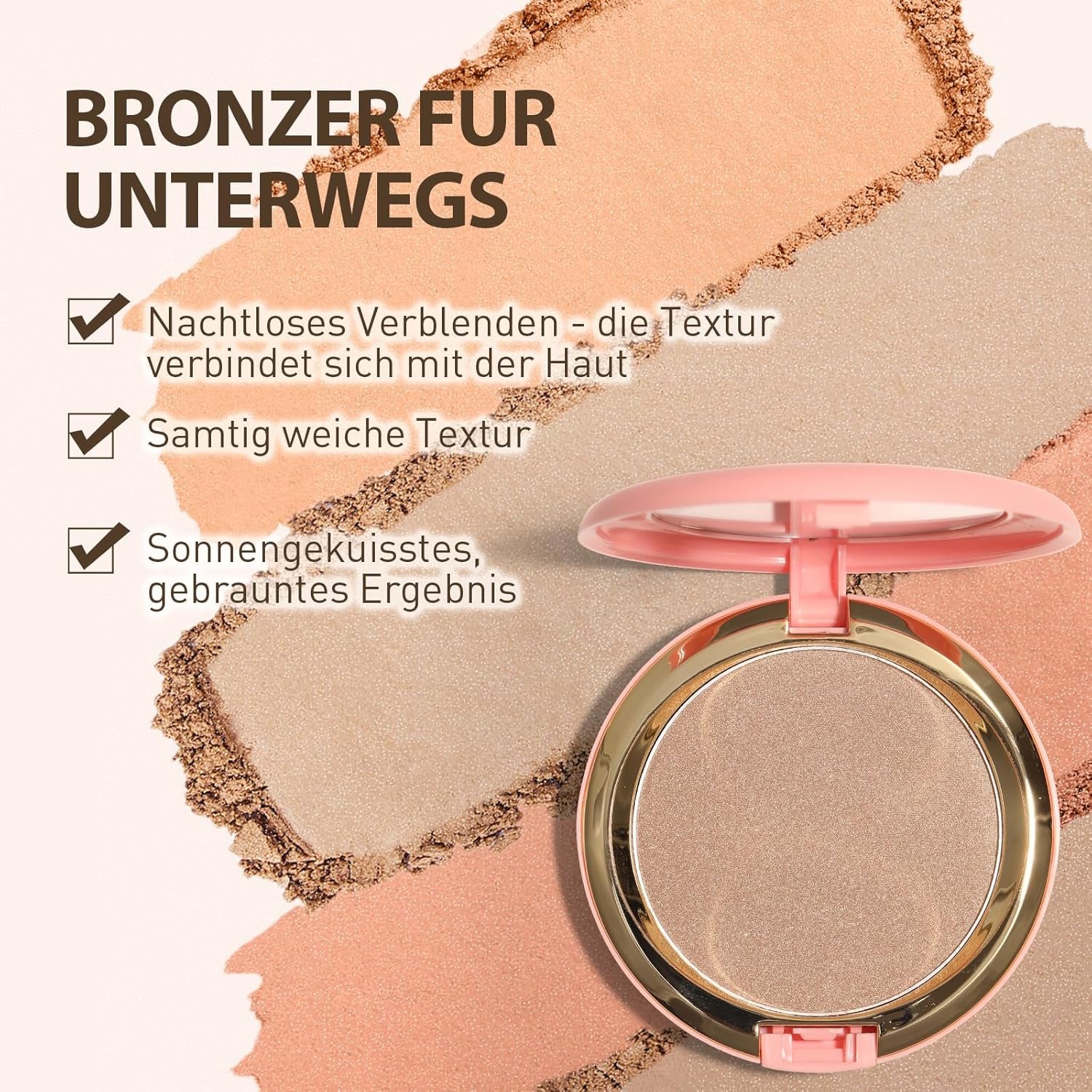 Bronzer Puder, Cremige & Hochpigmentierte Formel, Long Wearing Bronzing Powder Für Einen Sonnengeküssten Teint, Vegan & Tierversuchsfrei (Light Bronzer)