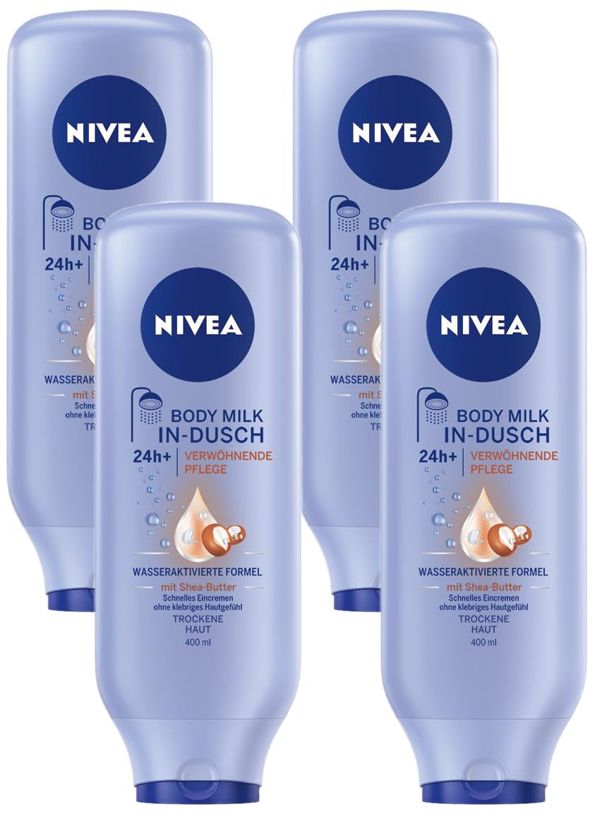 NIVEA In-Dusch Soft Milk (400 Ml), Körpercreme Mit Shea Butter Und Wasseraktivierter 5In1 Pflege Formel, Feuchtigkeitsspendende Body Lotion Für Die Dusche