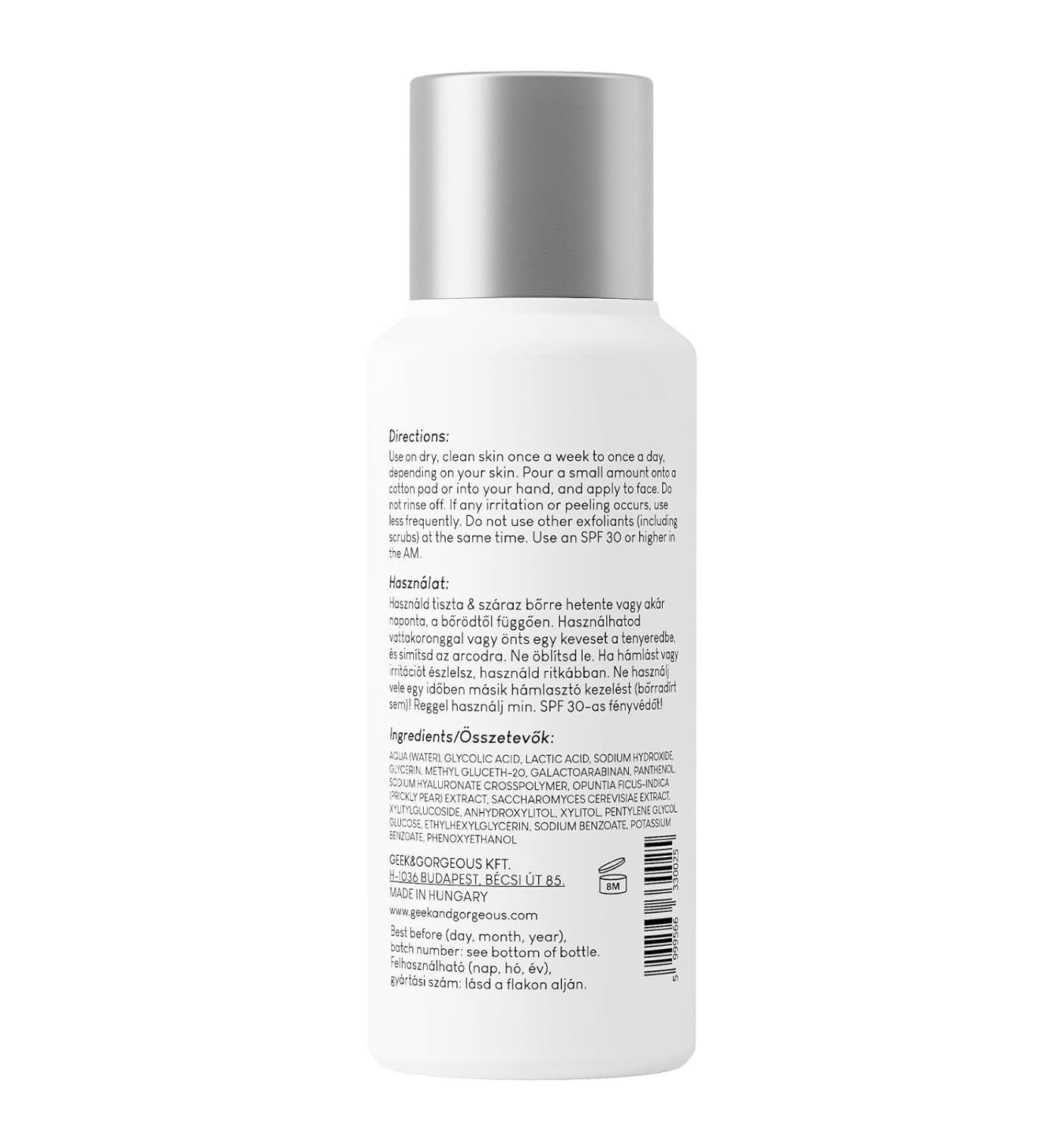 Geek & Gorgeous SMOOTH OUT - Gesichtspeeling Mit 12% AHA Und Beruhigendem Feigenkaktus Extrakt - Für Normale, Trockene, Fettige Und Mischhaut - 100 Ml Flasche